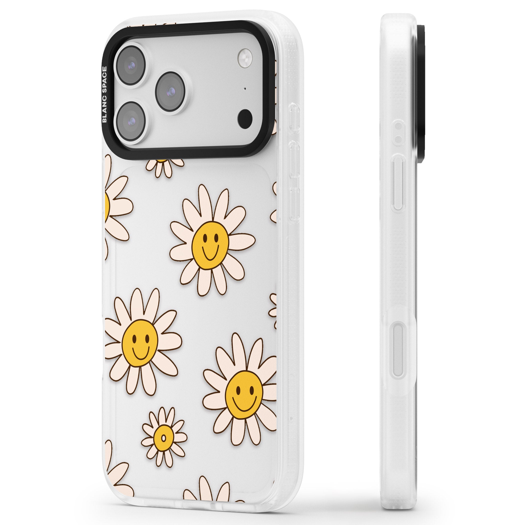 Daisy Faces iPhone 17 Pro Impact Air Clear Phone Case Side Profile