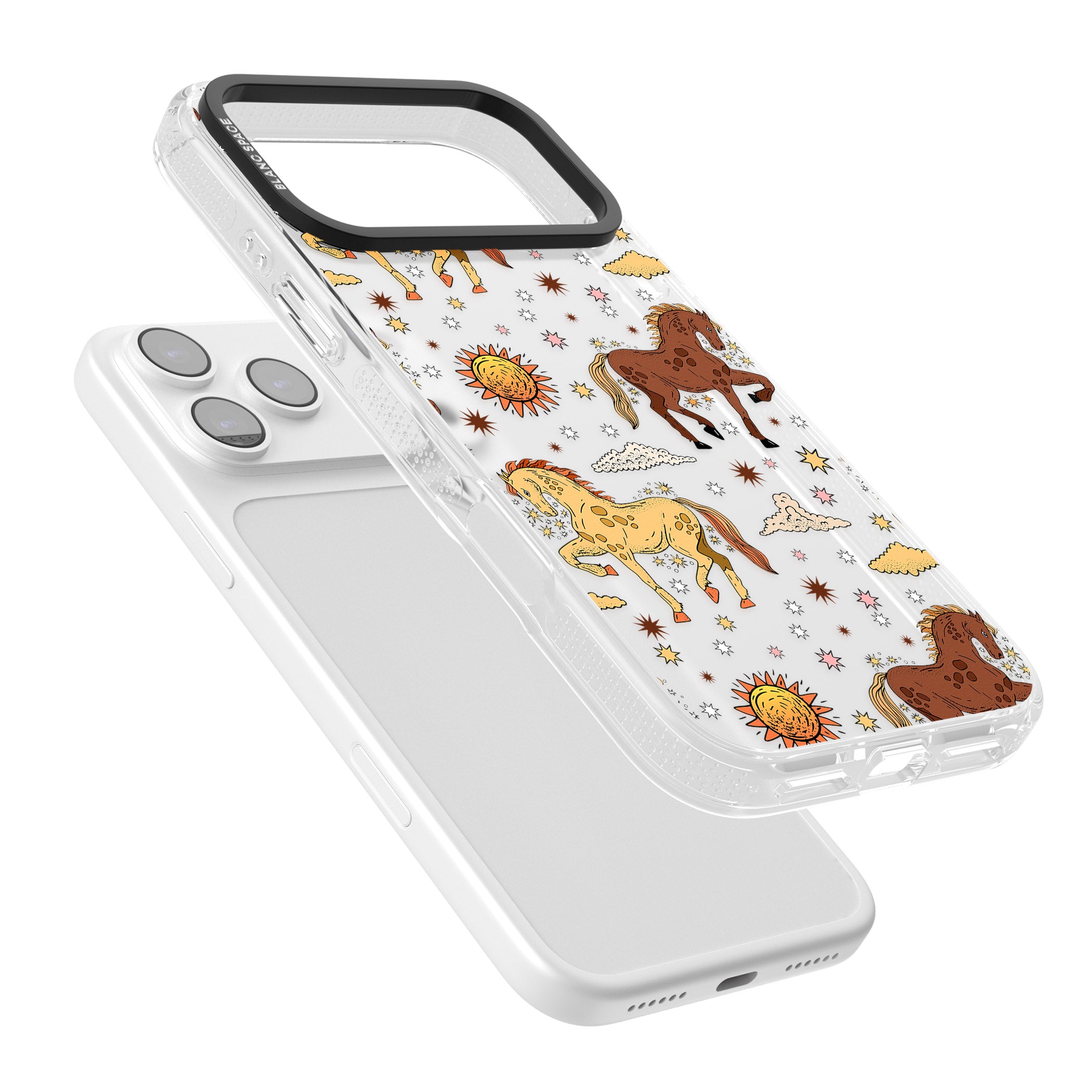 Boho Celestial Wild Horses iPhone 17 Pro Impact Air Clear Phone Case Colours