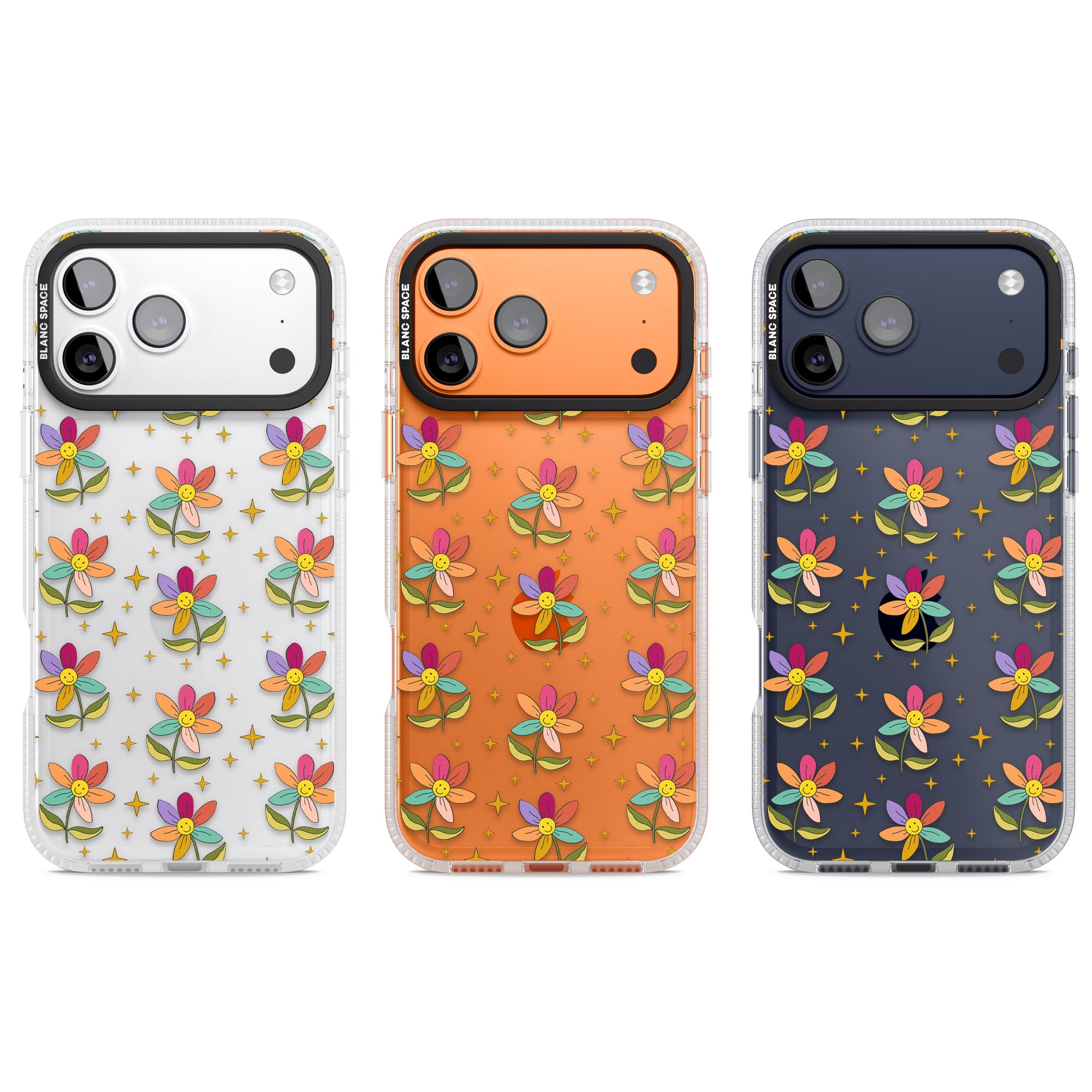 Boho Celestial Happy Flower iPhone 17 Pro Impact Air Clear Phone Case APT Impact Protection