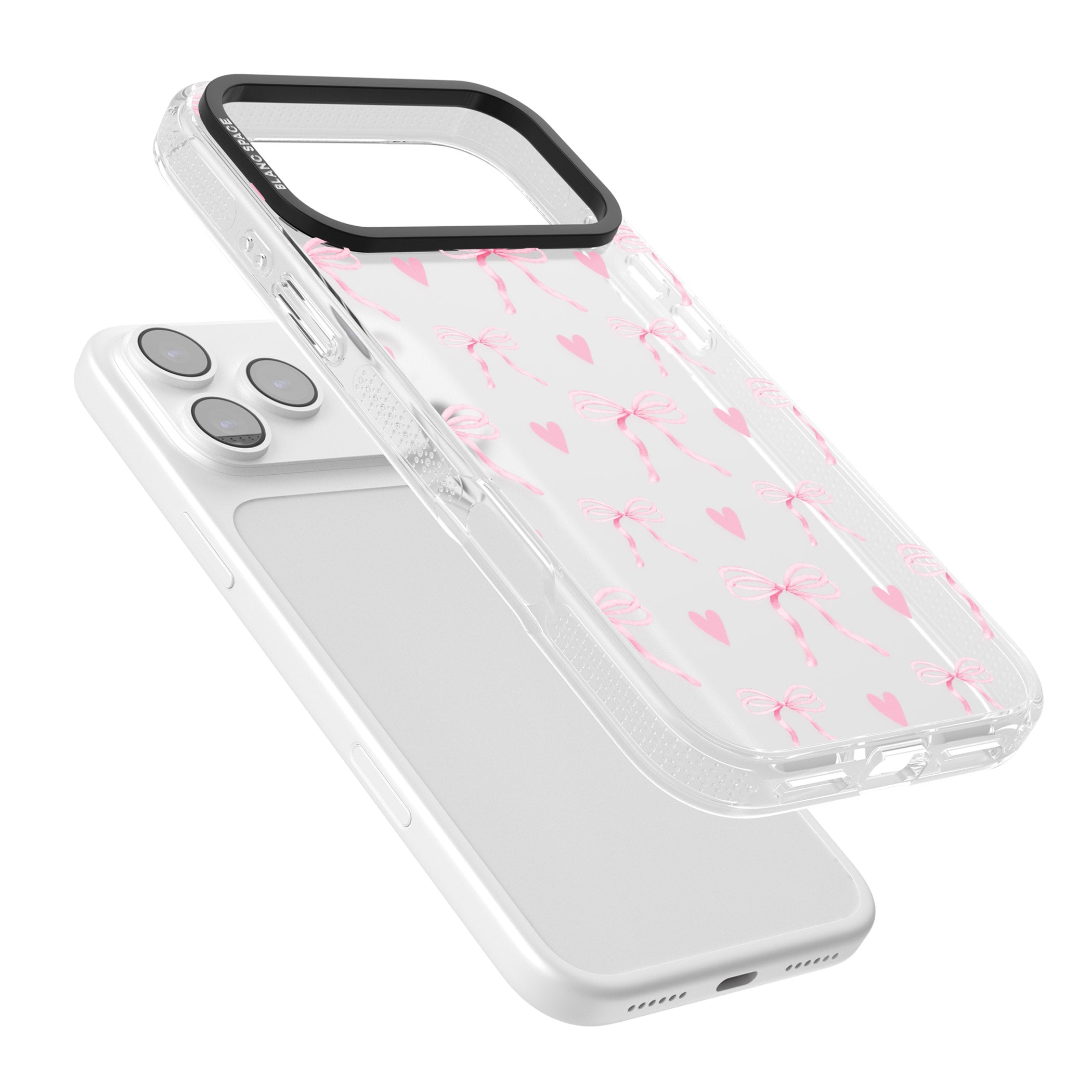 Pink Bows & Hearts iPhone 17 Pro Max Impact Air Clear Phone Case Colours