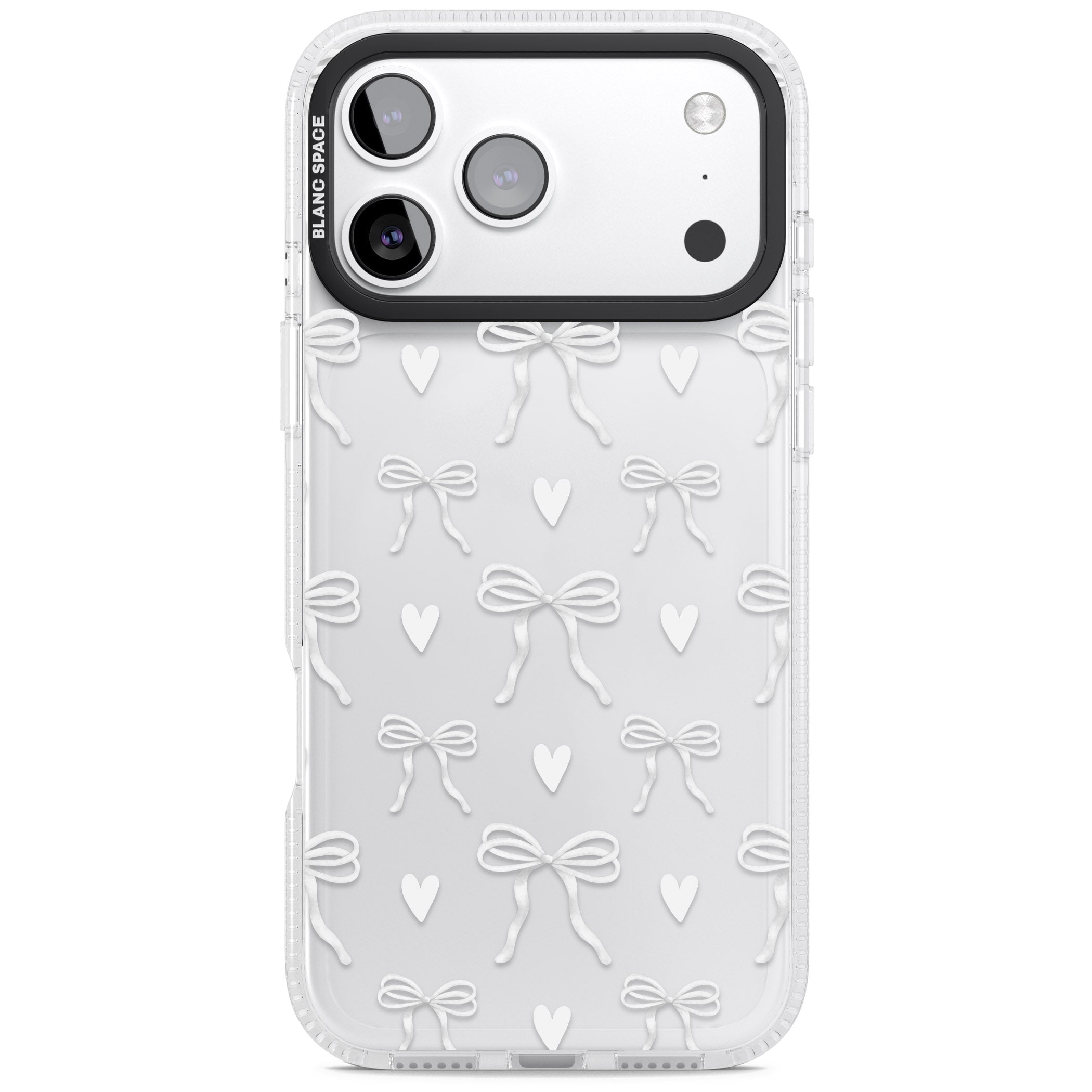 White Bows & Hearts iPhone 17 Pro Max Impact Air Clear Phone Case