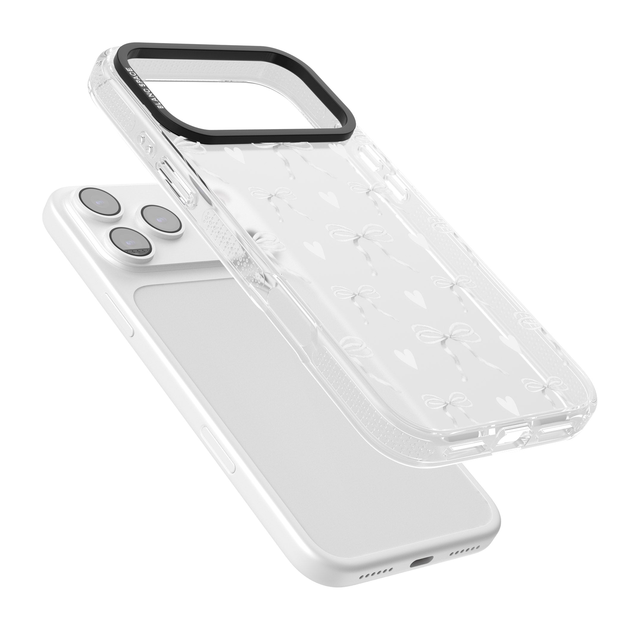 White Bows & Hearts iPhone 17 Pro Max Impact Air Clear Phone Case Colours