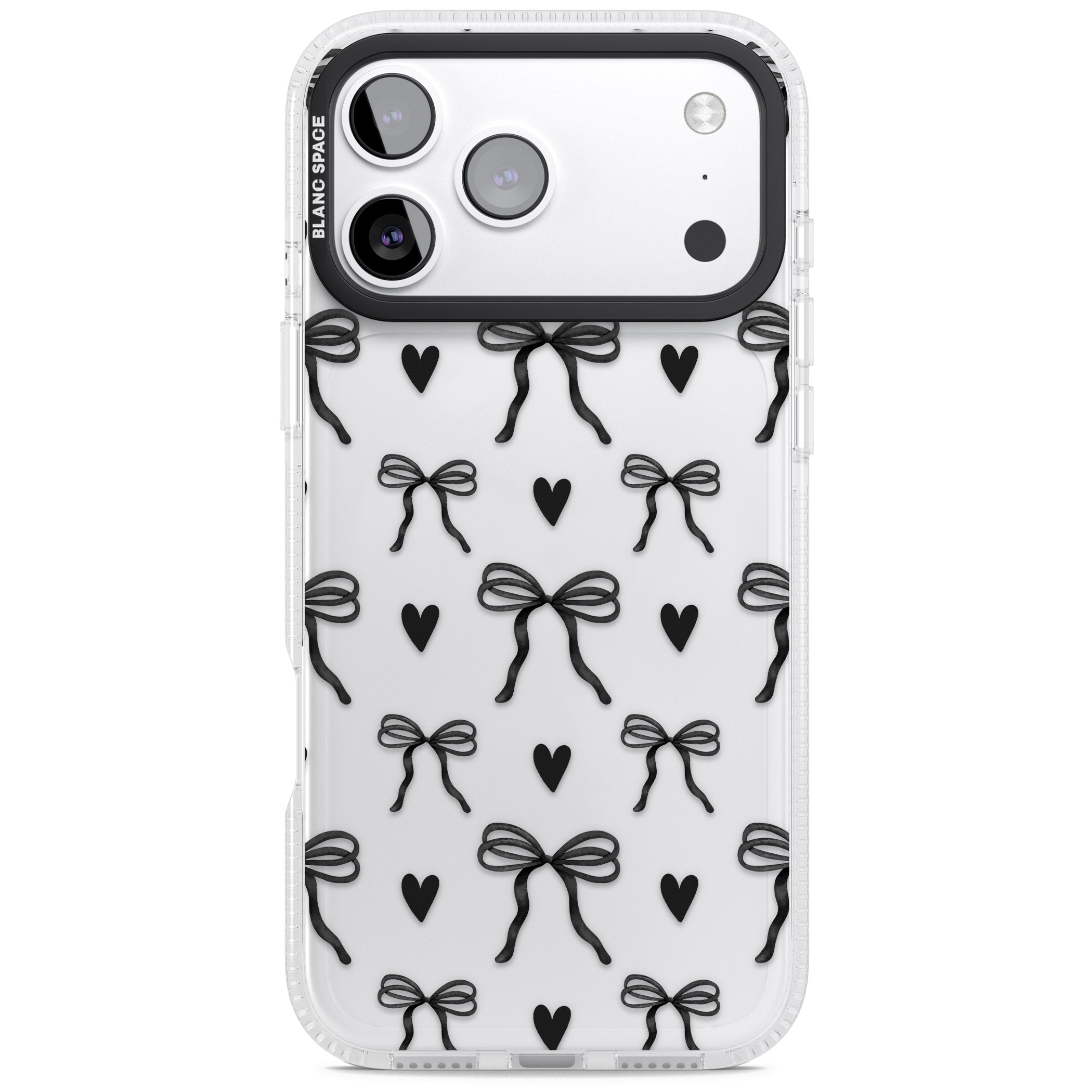 Black Bows & Hearts iPhone 17 Pro Impact Air Clear Phone Case