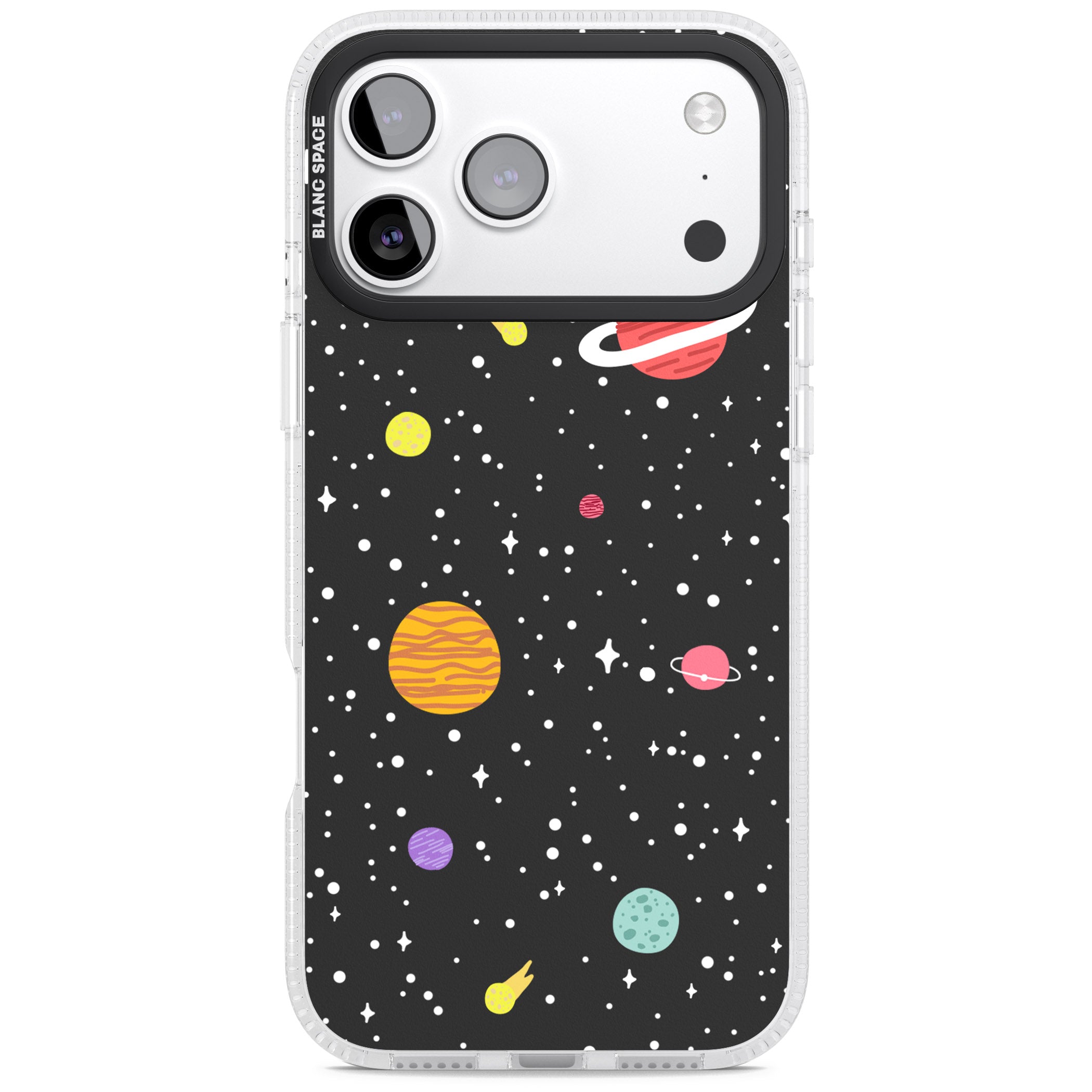 Cute Cartoon Planets iPhone 17 Pro Max Impact Air Clear Phone Case
