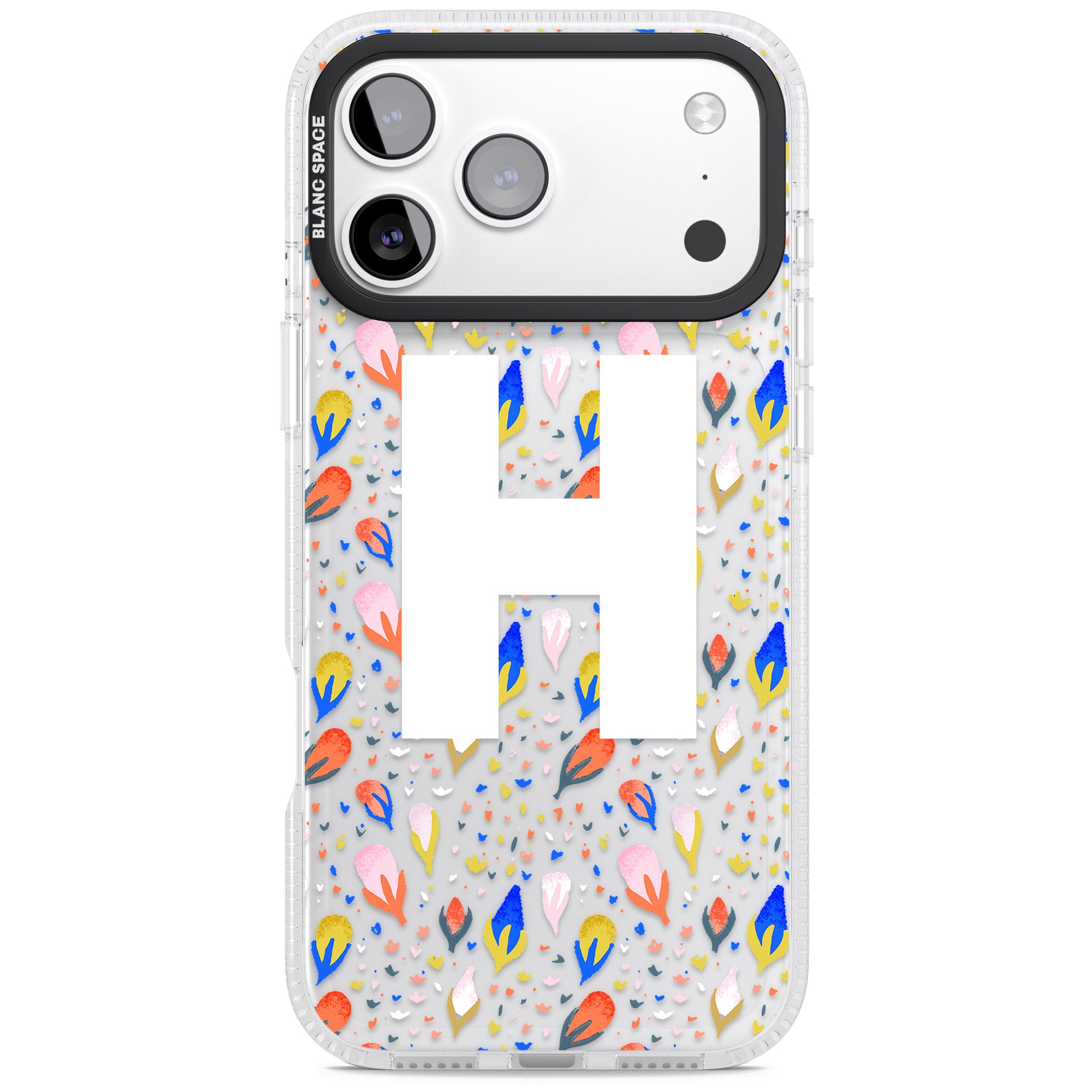 Personalised Abstract Floral Initial iPhone 17 Pro Impact Air Clear Phone Case