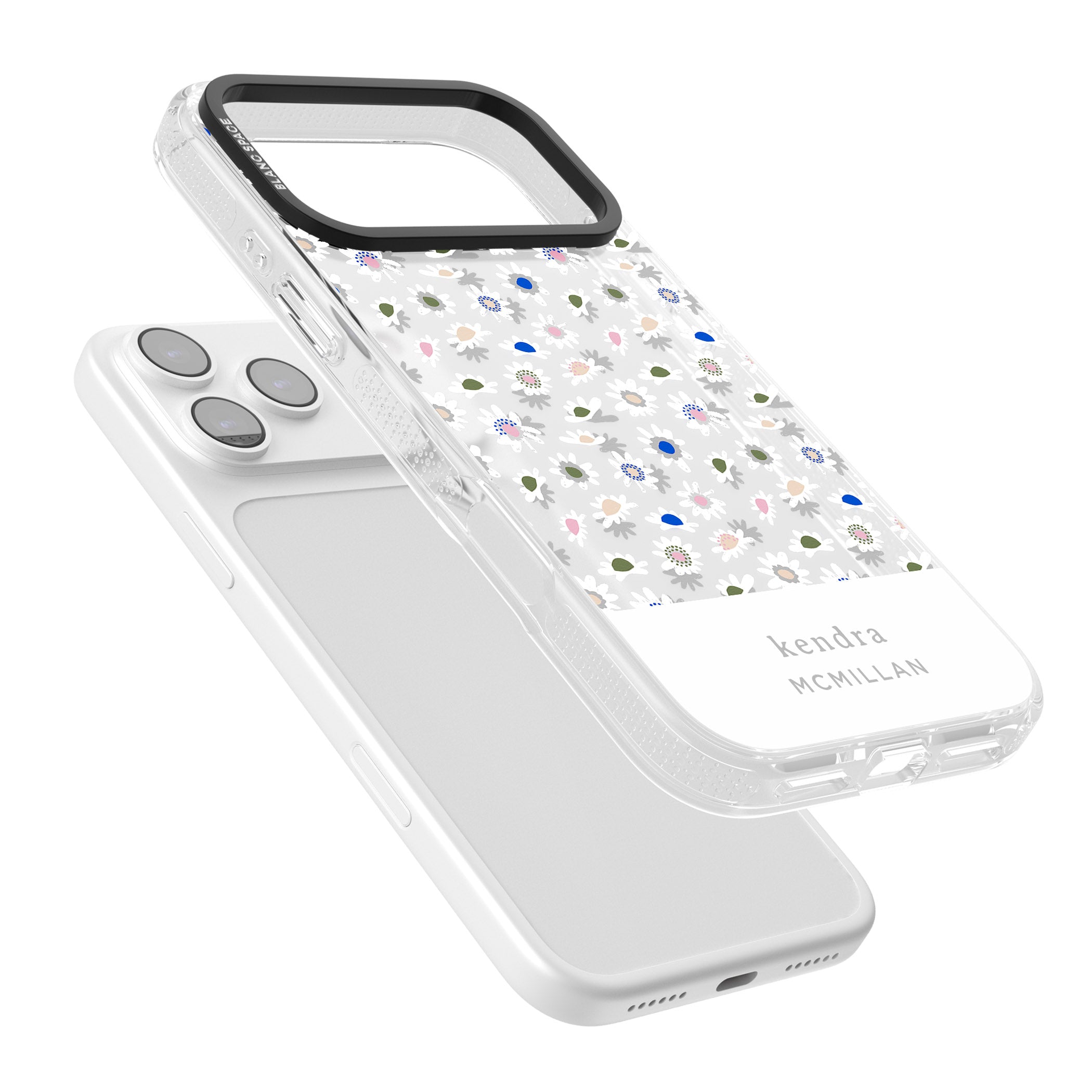 Personalised Grey & White Daisies iPhone 17 Pro Max Impact Air Clear Phone Case Colours