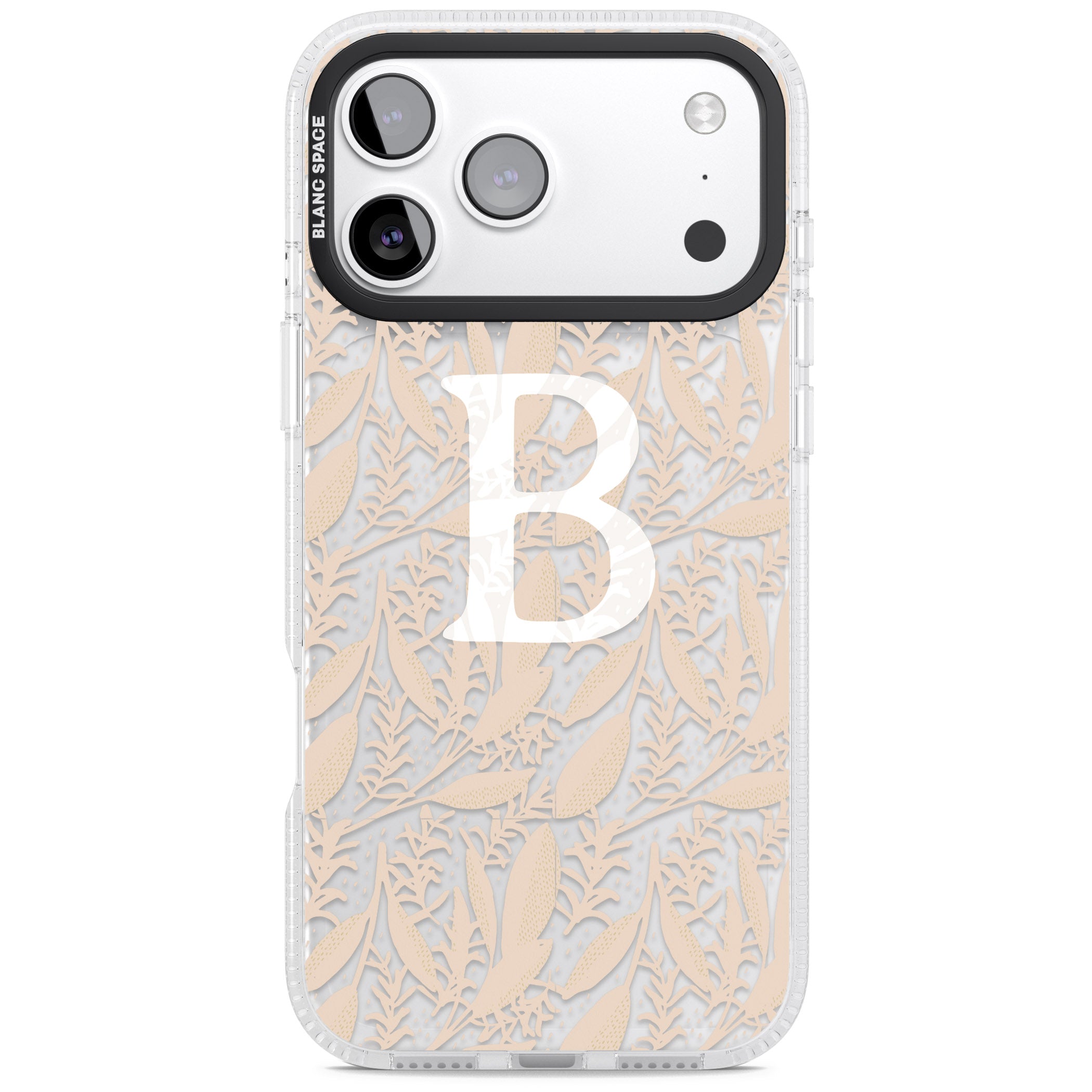 Personalised Monogram Subtle Abstract Floral iPhone 17 Pro Max Impact Air Clear Phone Case