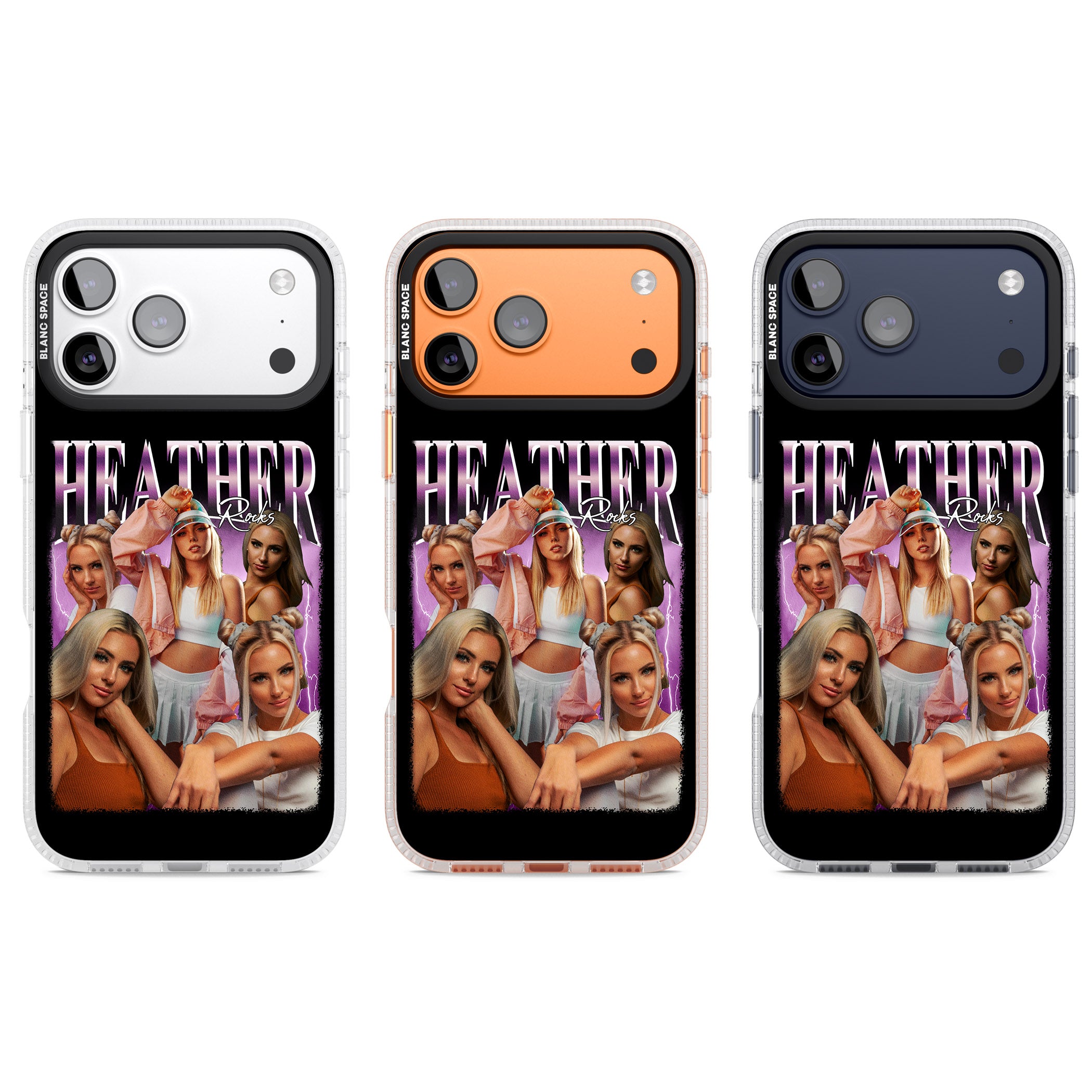 Personalised Airbrush Name & Photo Collage (Pink) iPhone 17 Pro Impact Air Clear Phone Case APT Impact Protection