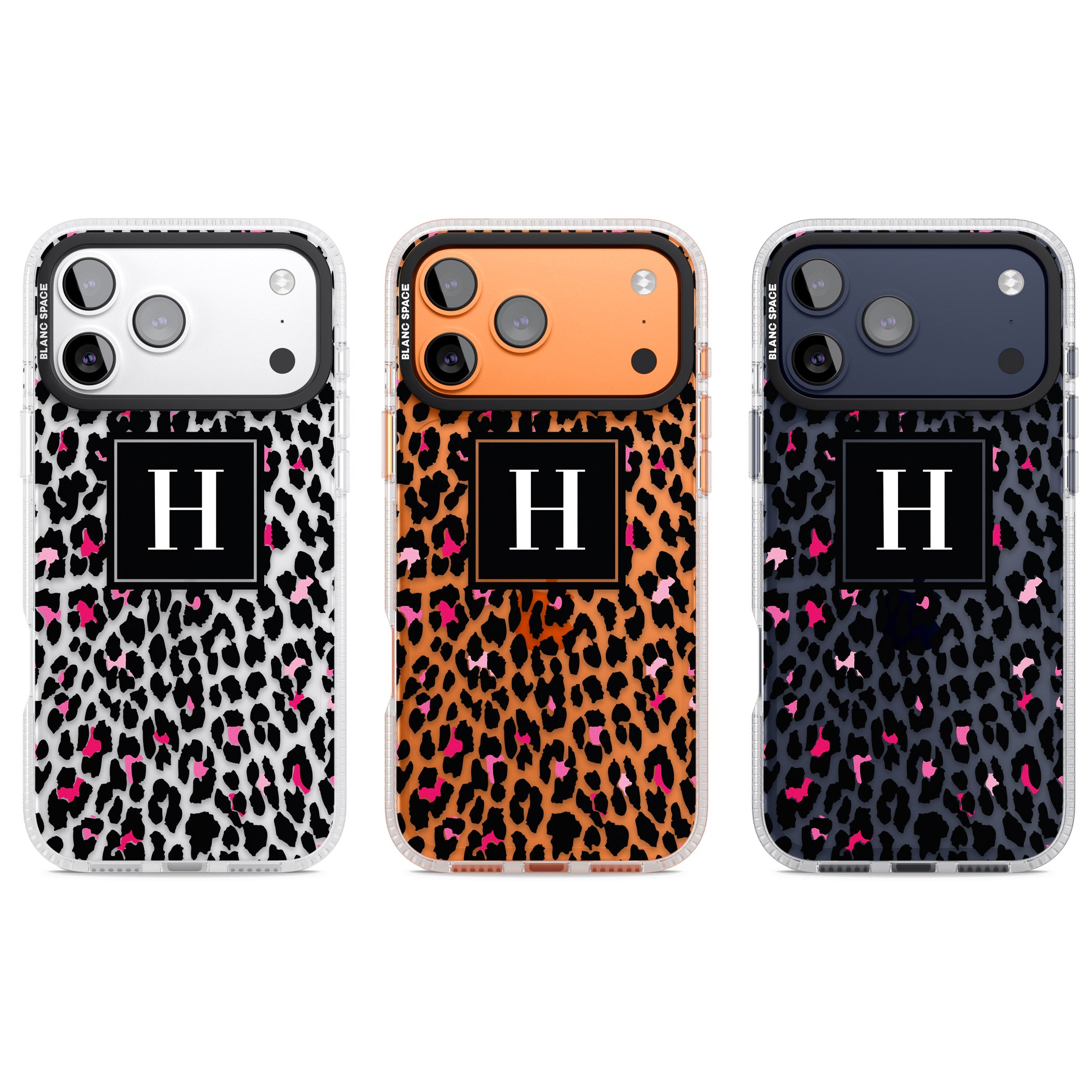 Personalised Clear Pink Leopard Monogram iPhone 17 Pro Impact Air Clear Phone Case APT Impact Protection