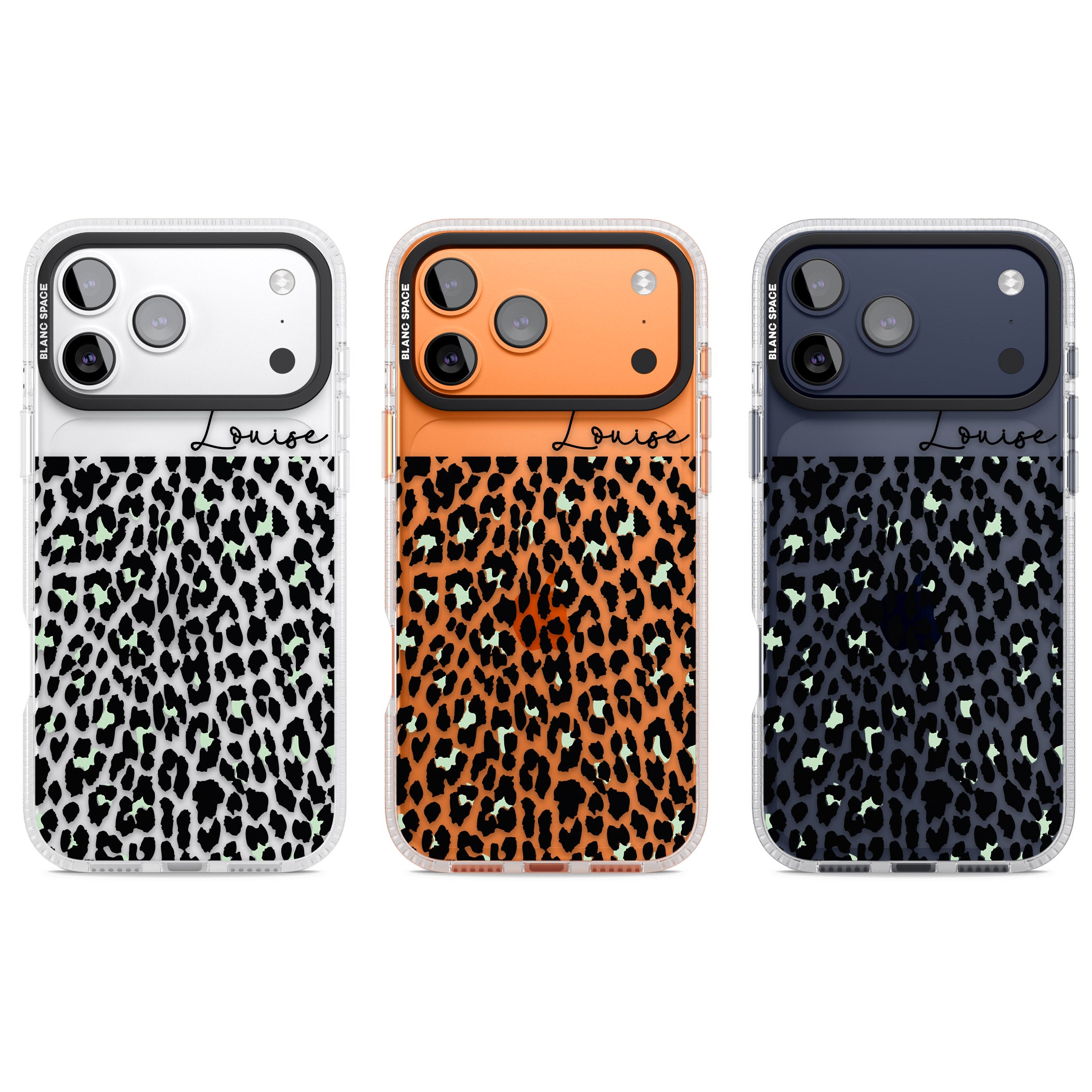 Personalised Seafoam Leopard iPhone 17 Pro Impact Air Clear Phone Case APT Impact Protection