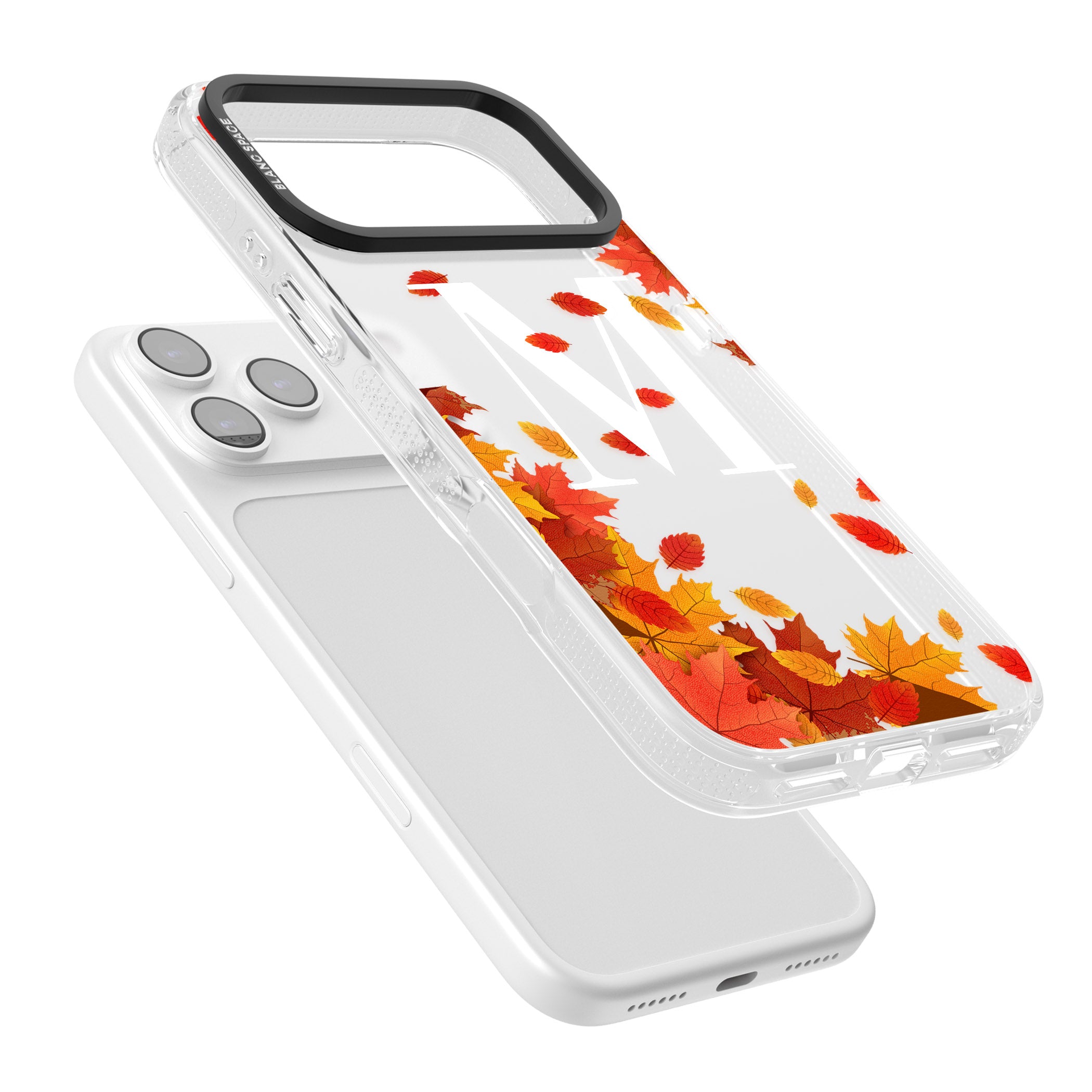 Personalised Autumn Leaves Monogram iPhone 17 Pro Max Impact Air Clear Phone Case Colours