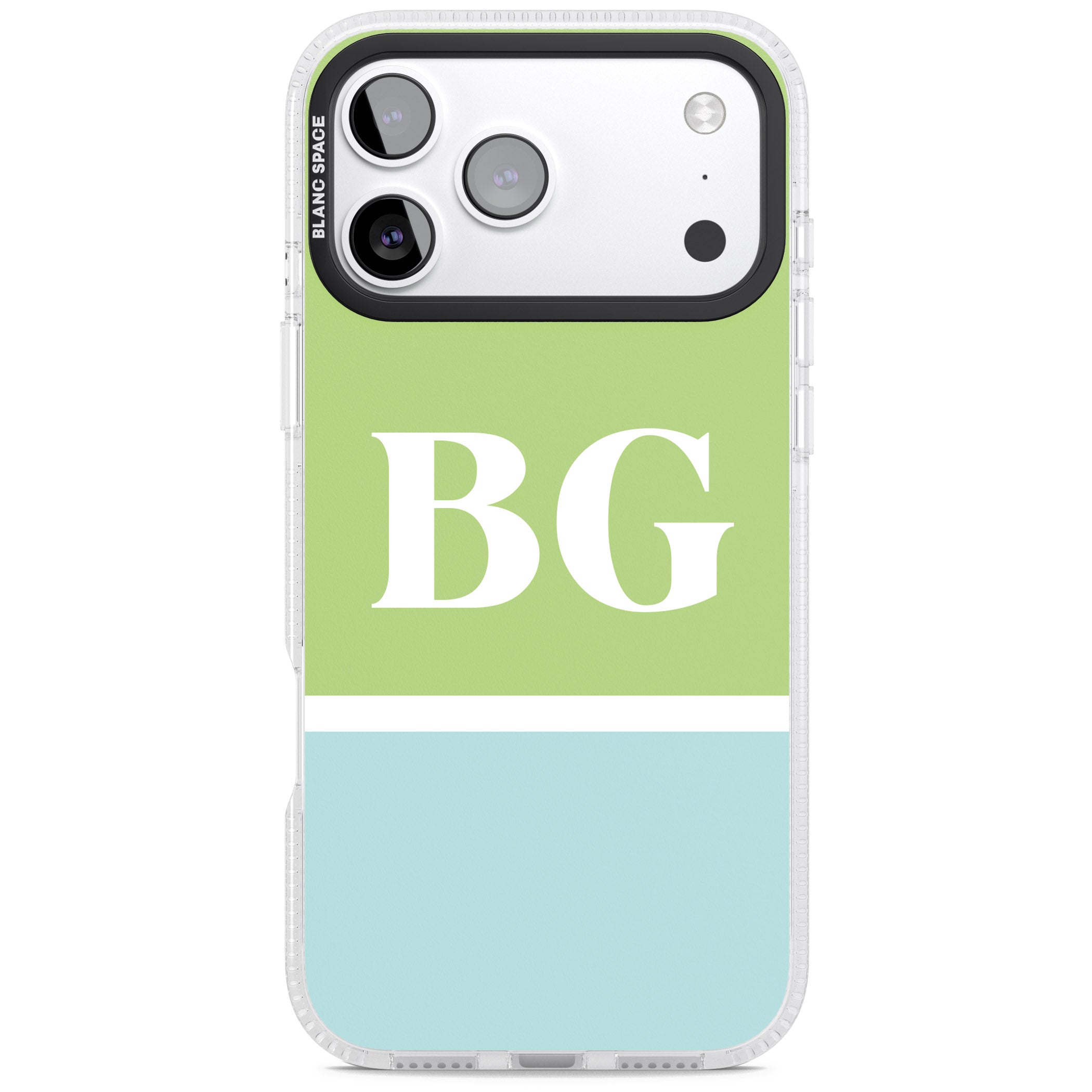 Personalised Colorblock: Green & Turquoise iPhone 17 Pro Impact Air Clear Phone Case