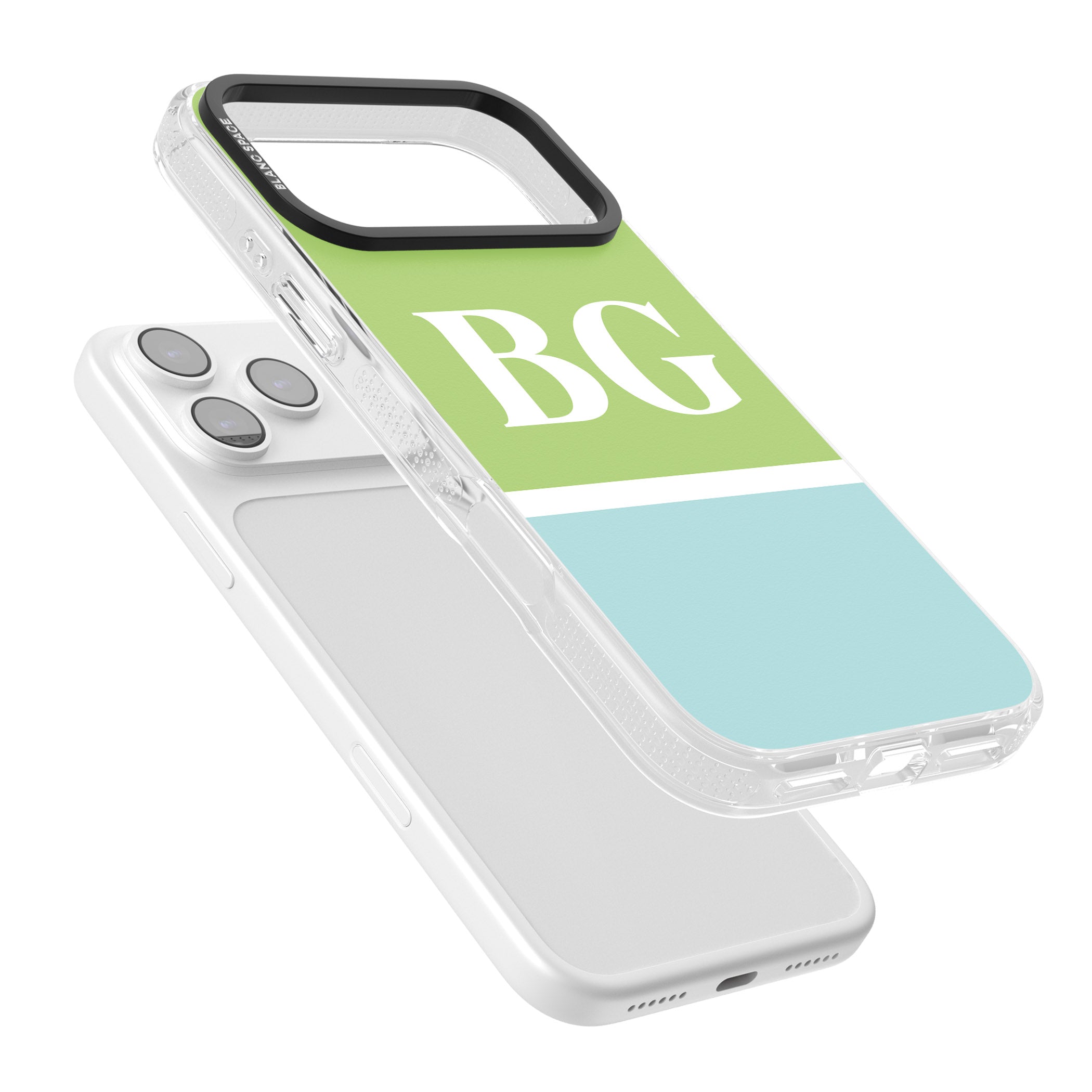 Personalised Colorblock: Green & Turquoise iPhone 17 Pro Max Impact Air Clear Phone Case Colours