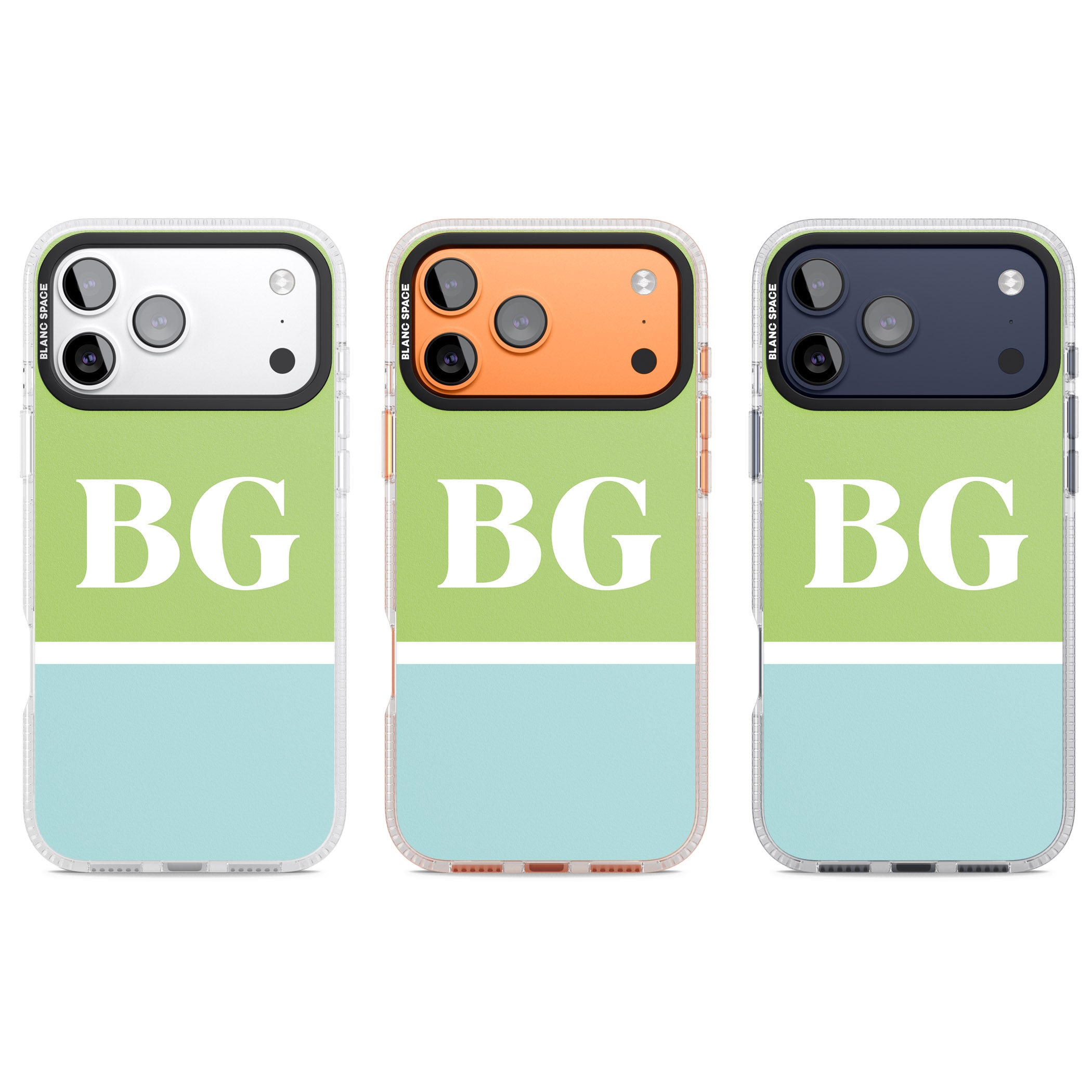 Personalised Colorblock: Green & Turquoise iPhone 17 Pro Impact Air Clear Phone Case APT Impact Protection