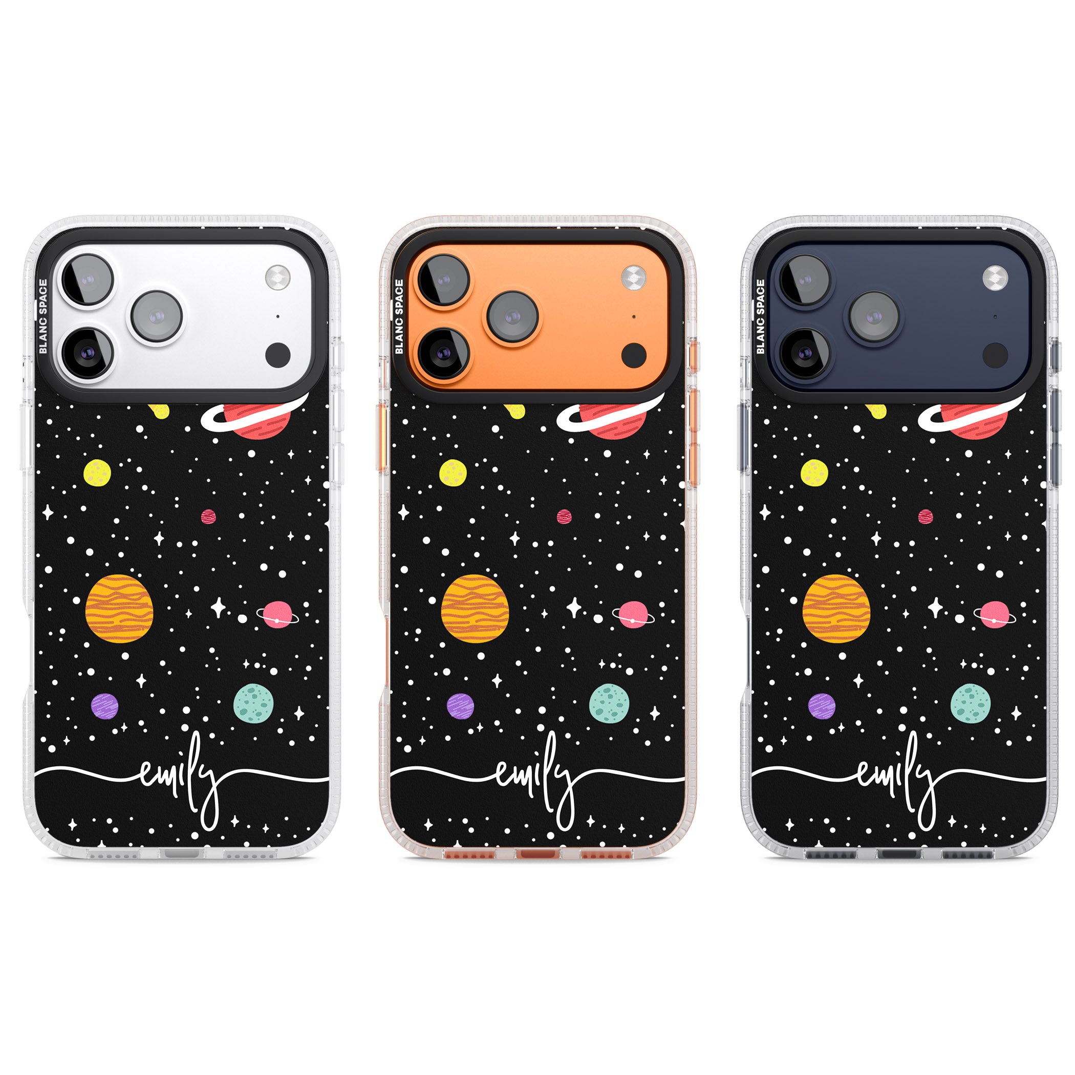 Personalised Cute Cartoon Planet iPhone 17 Pro Impact Air Clear Phone Case APT Impact Protection