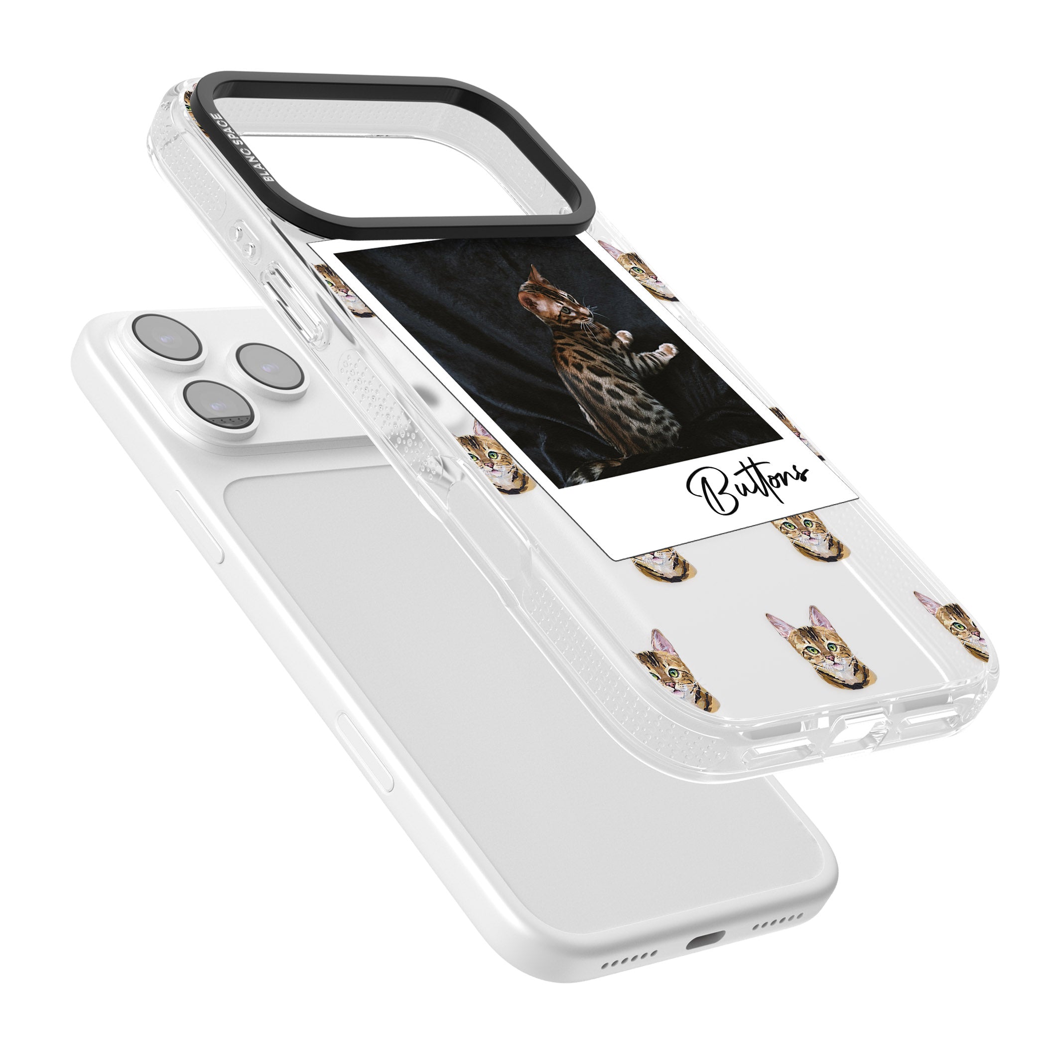 Personalised Bengal Cat Photo iPhone 17 Pro Max Impact Air Clear Phone Case Colours