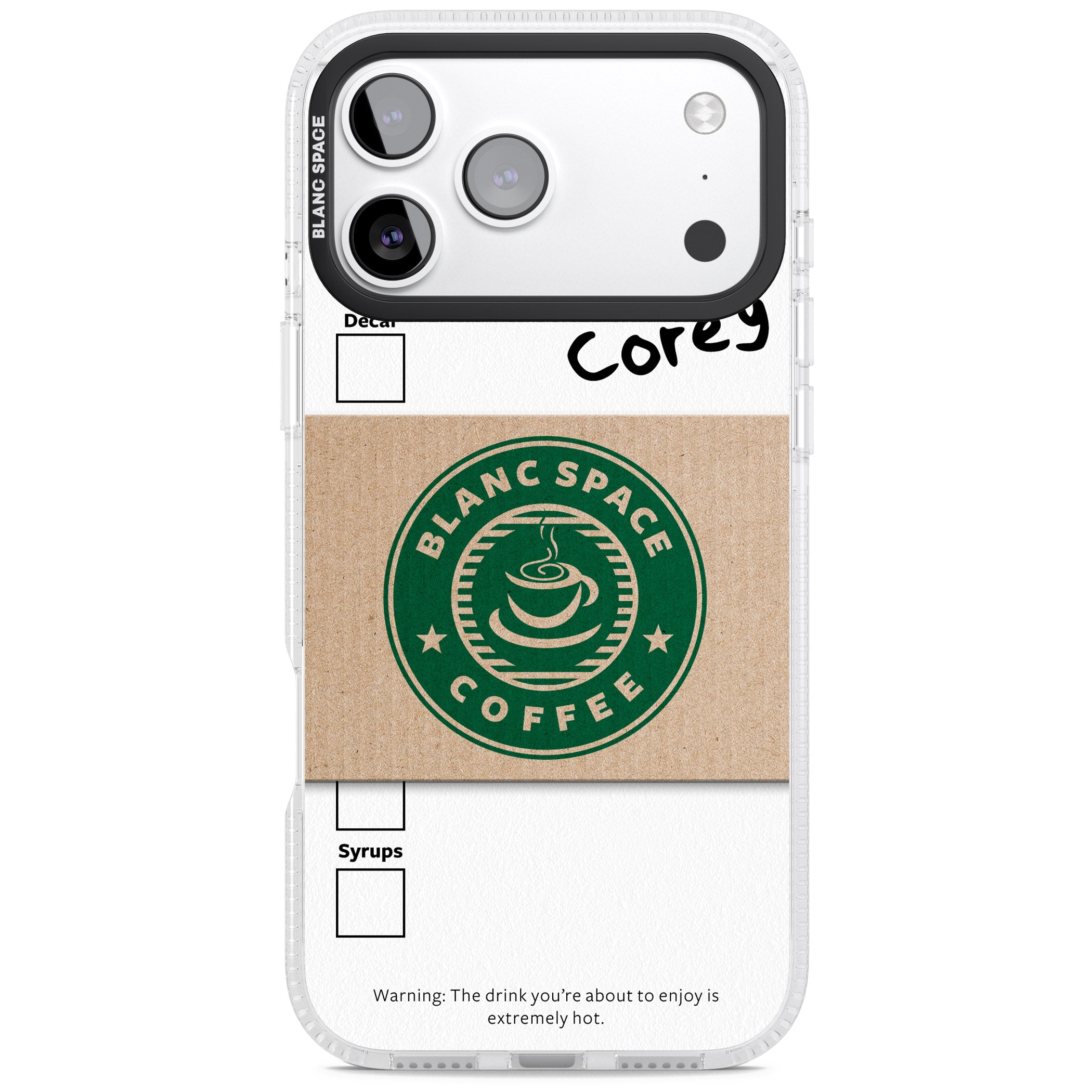 Personalised Coffee Cup iPhone 17 Pro Max Impact Air Clear Phone Case