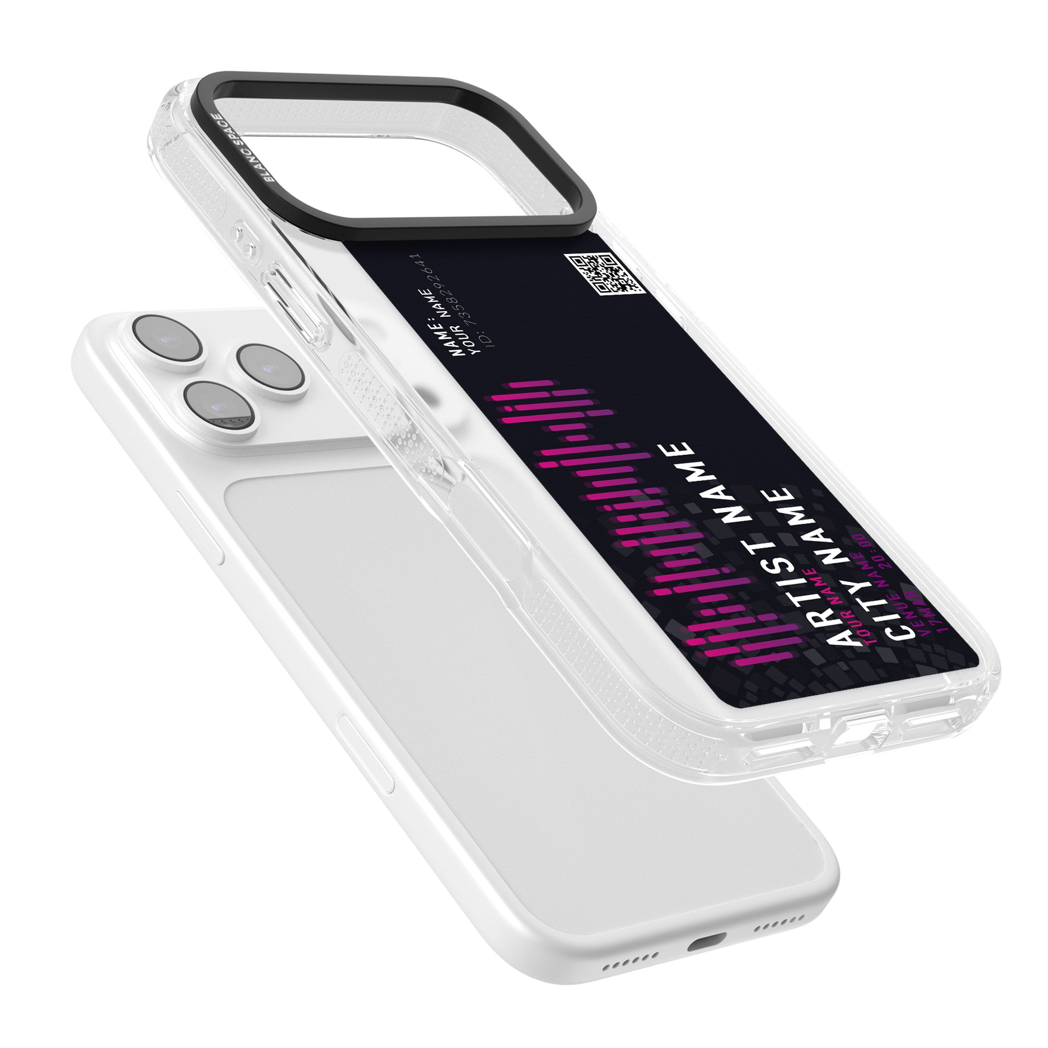 Personalised Concert Ticket iPhone 17 Pro Max Impact Air Clear Phone Case Colours