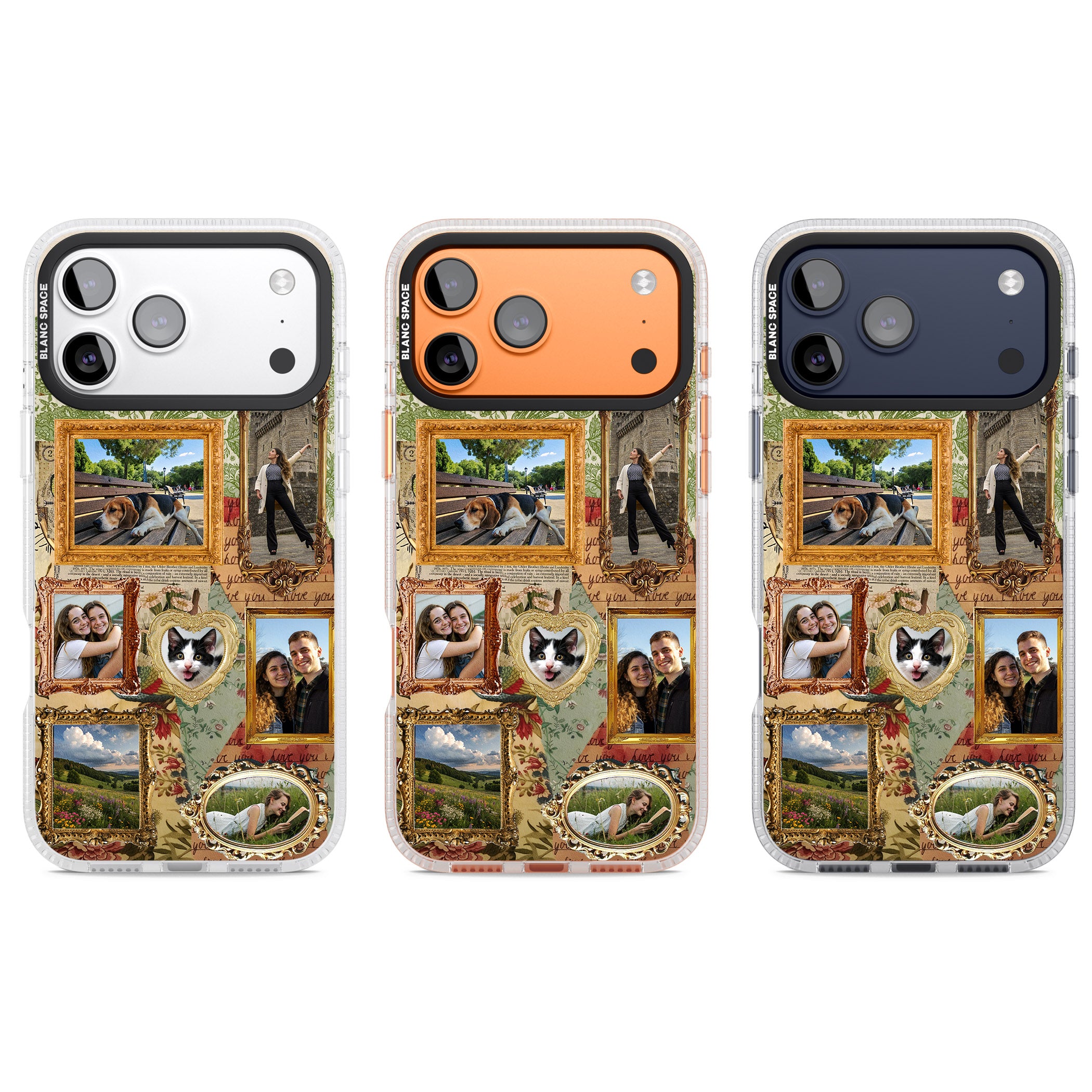 Personalised Vintage Frame Collage iPhone 17 Pro Impact Air Clear Phone Case APT Impact Protection
