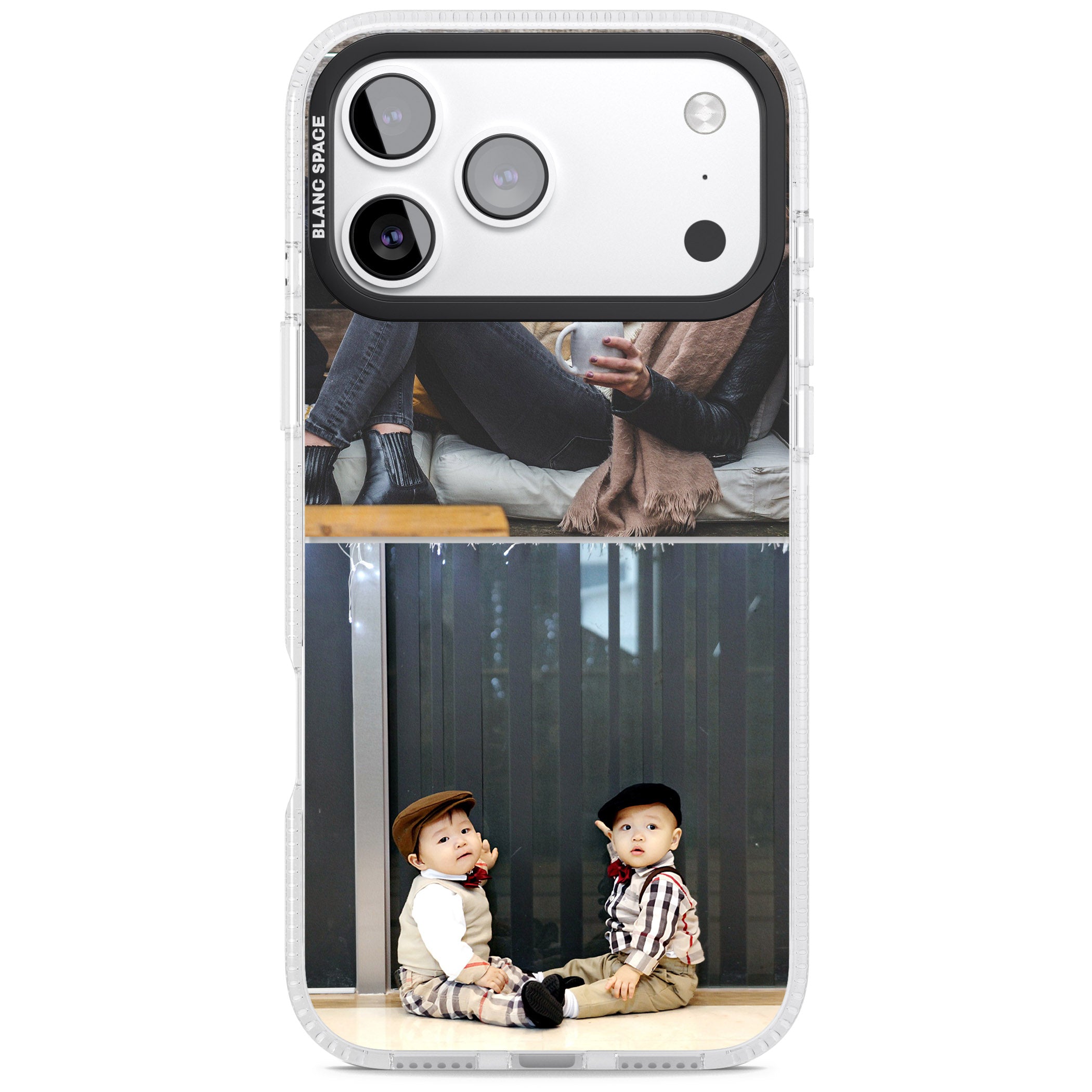 Personalised 2 Photo Grid iPhone 17 Pro Impact Air Clear Phone Case