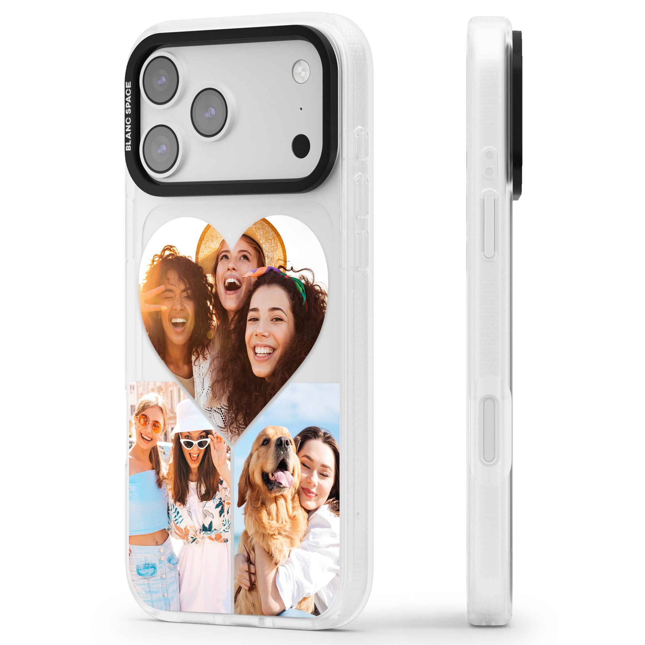 Personalised Heart Photo iPhone 17 Pro Impact Air Clear Phone Case Side Profile
