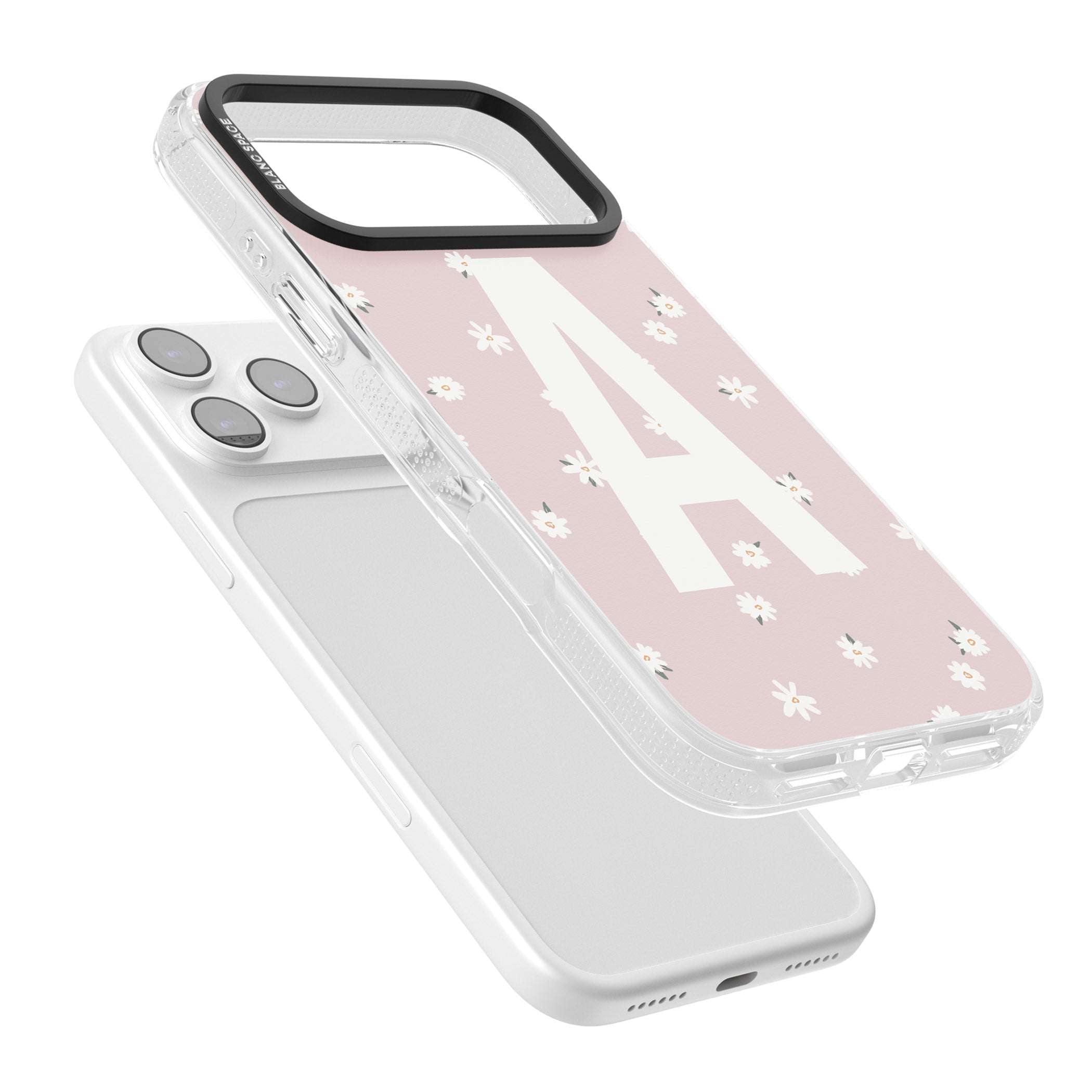 Personalised Pink Daisy Initial iPhone 17 Pro Impact Air Clear Phone Case Colours