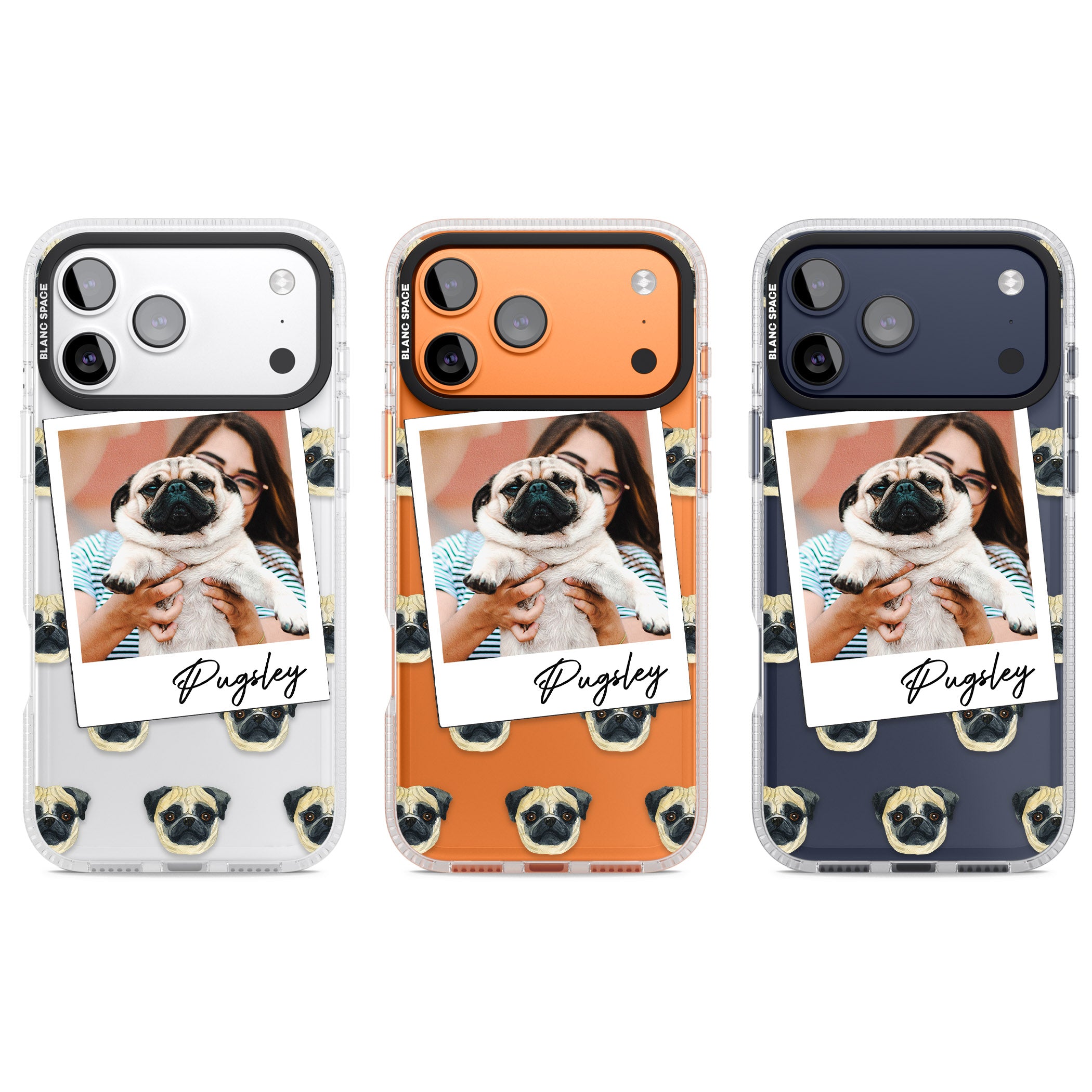 Personalised Pug Instant Camera Photo iPhone 17 Pro Impact Air Clear Phone Case APT Impact Protection