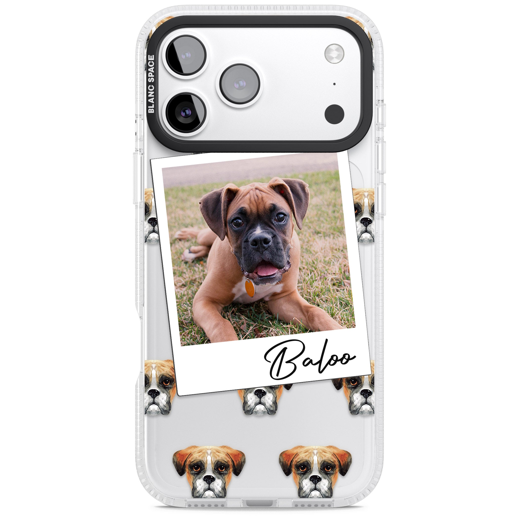 Personalised Boxer Instant Camera Photo iPhone 17 Pro Impact Air Clear Phone Case