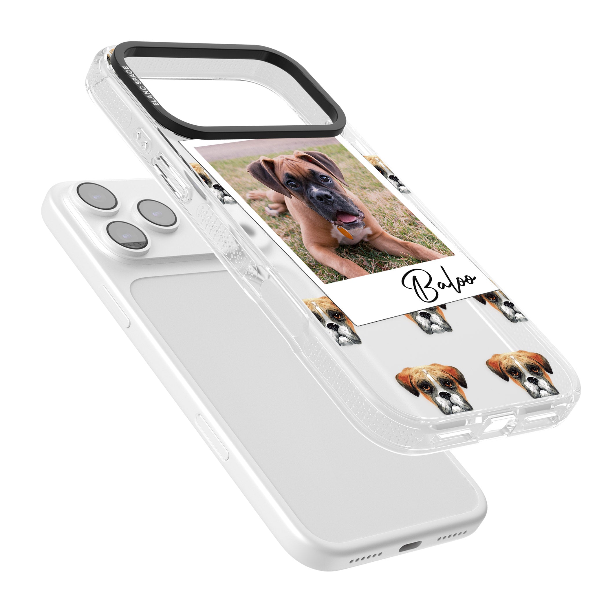 Personalised Boxer Instant Camera Photo iPhone 17 Pro Impact Air Clear Phone Case Colours