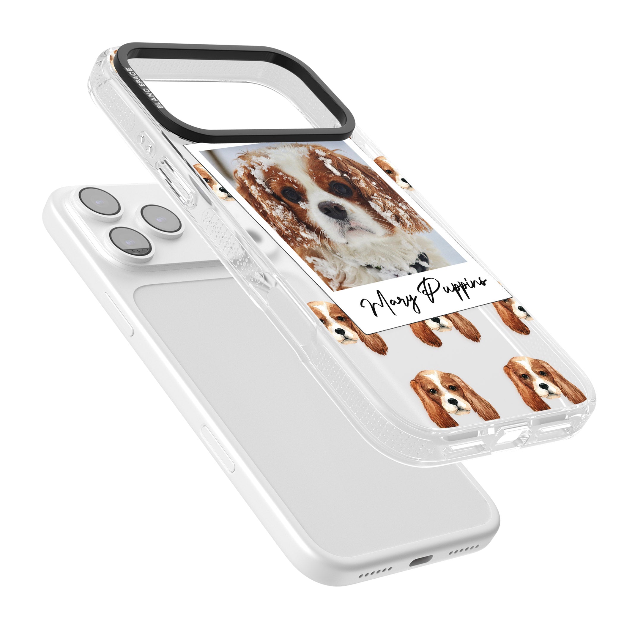 Personalised Cavalier King Charles Instant Camera Photo iPhone 17 Pro Impact Air Clear Phone Case Colours