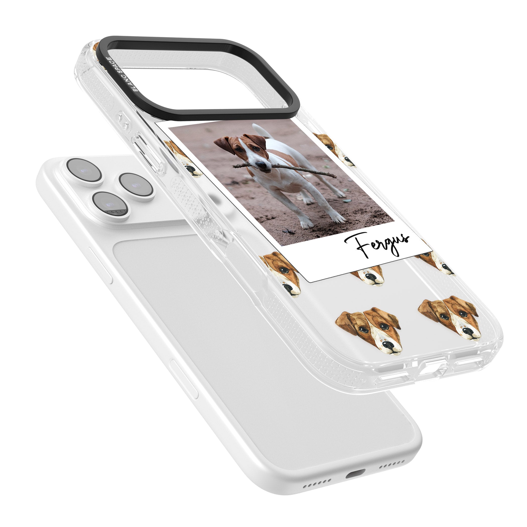 Personalised Jack Russell Instant Camera Photo iPhone 17 Pro Impact Air Clear Phone Case Colours