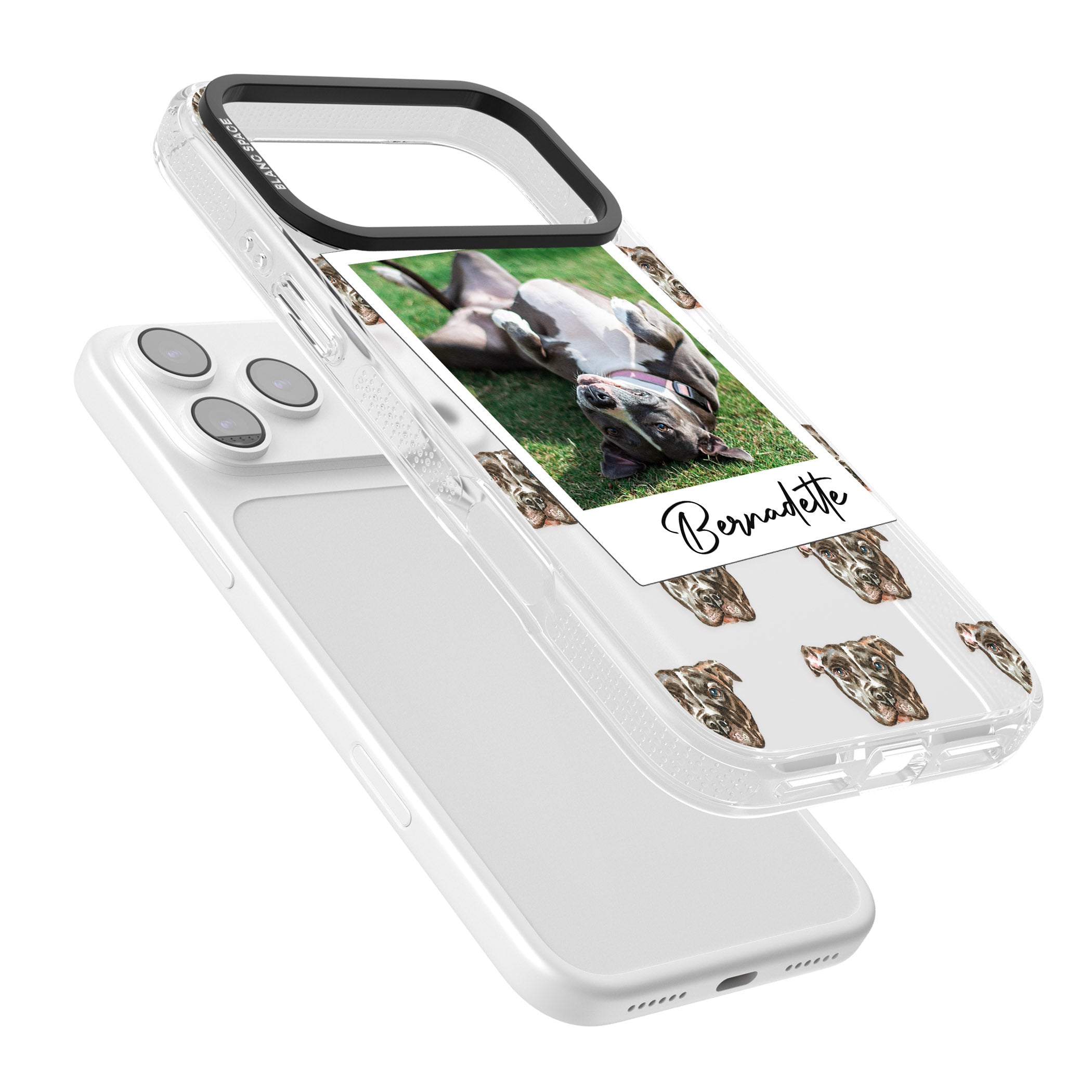 Personalised Staffordshire Bull Terrier Instant Camera Photo iPhone 17 Pro Max Impact Air Clear Phone Case Colours