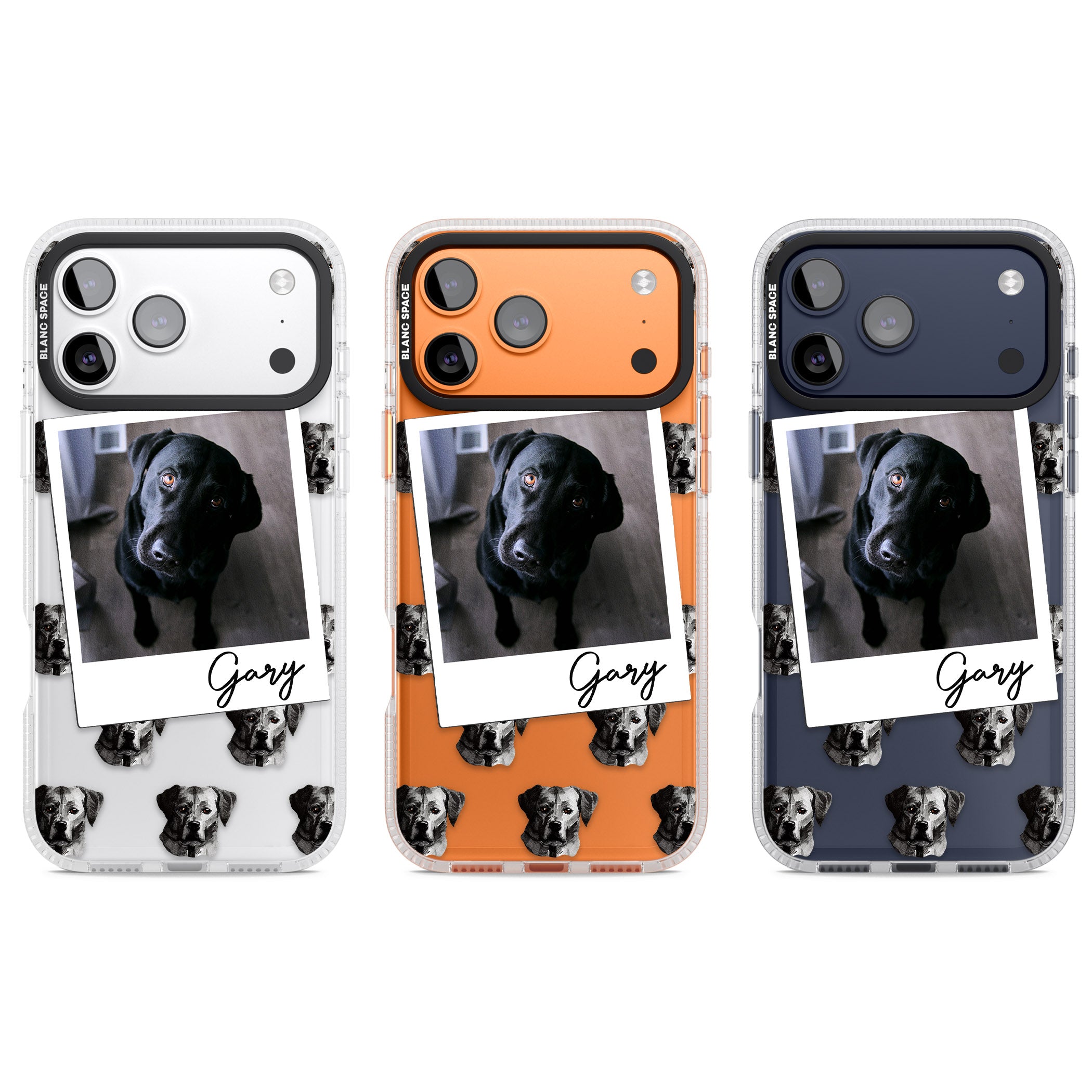 Personalised Black Labrador Instant Camera Photo iPhone 17 Pro Impact Air Clear Phone Case APT Impact Protection