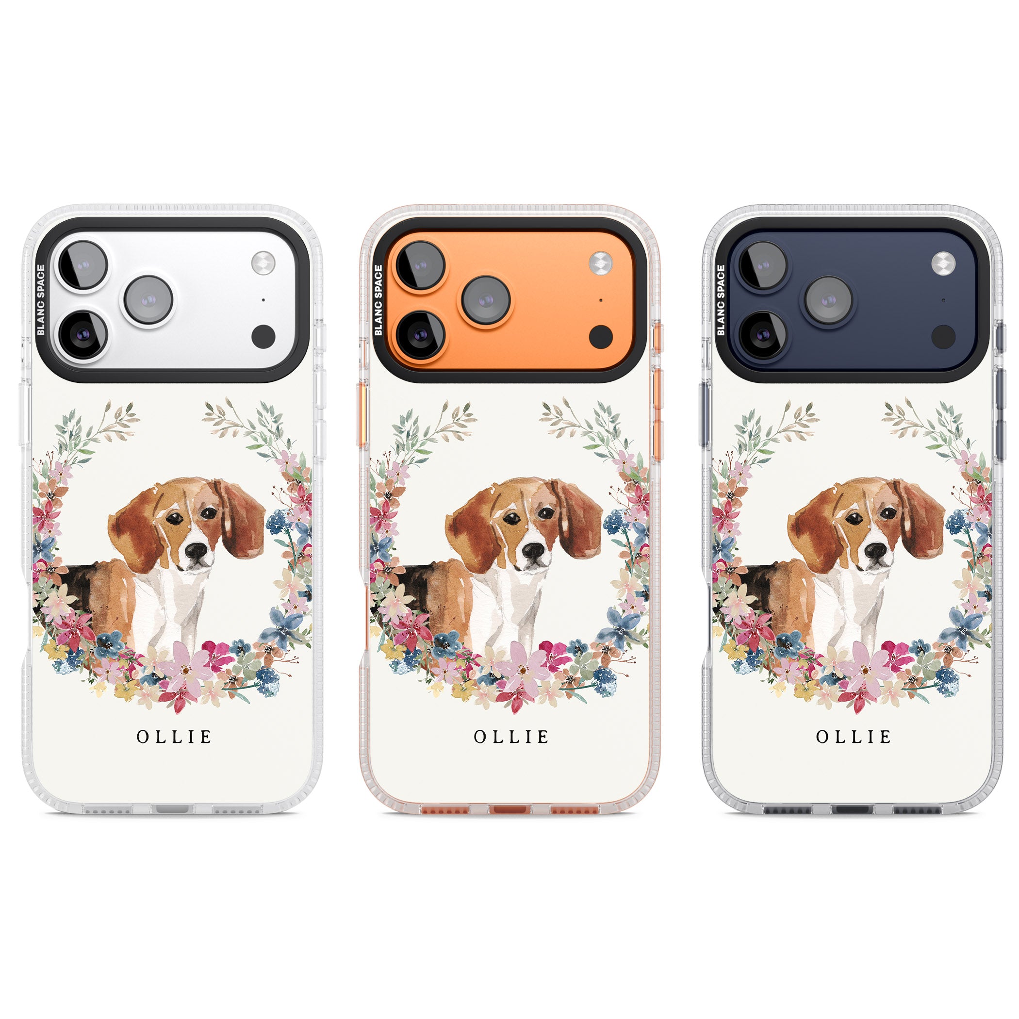 Personalised Beagle Floral Portrait iPhone 17 Pro Impact Air Clear Phone Case APT Impact Protection