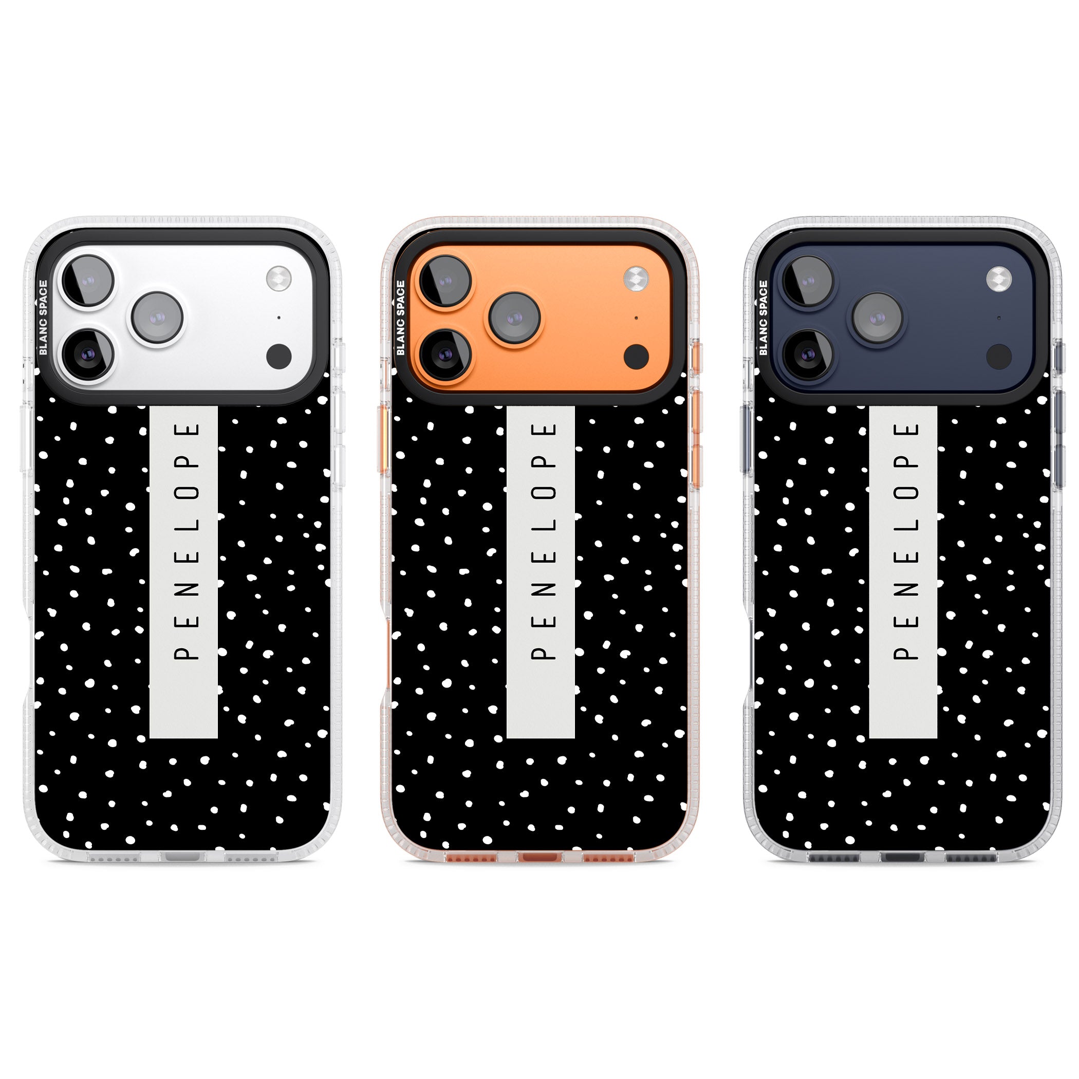 Personalised Black Dots iPhone 17 Pro Impact Air Clear Phone Case APT Impact Protection