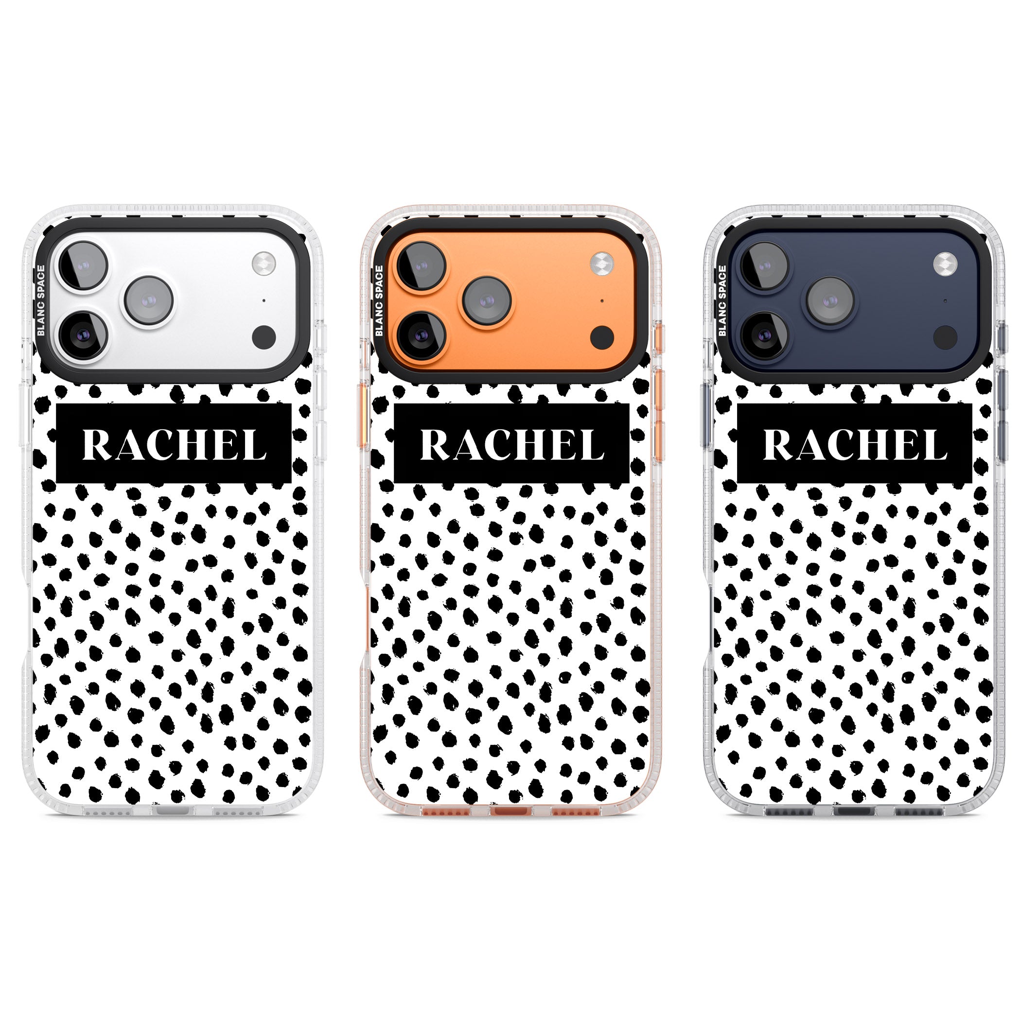 Personalised Black Dots iPhone 17 Pro Impact Air Clear Phone Case APT Impact Protection