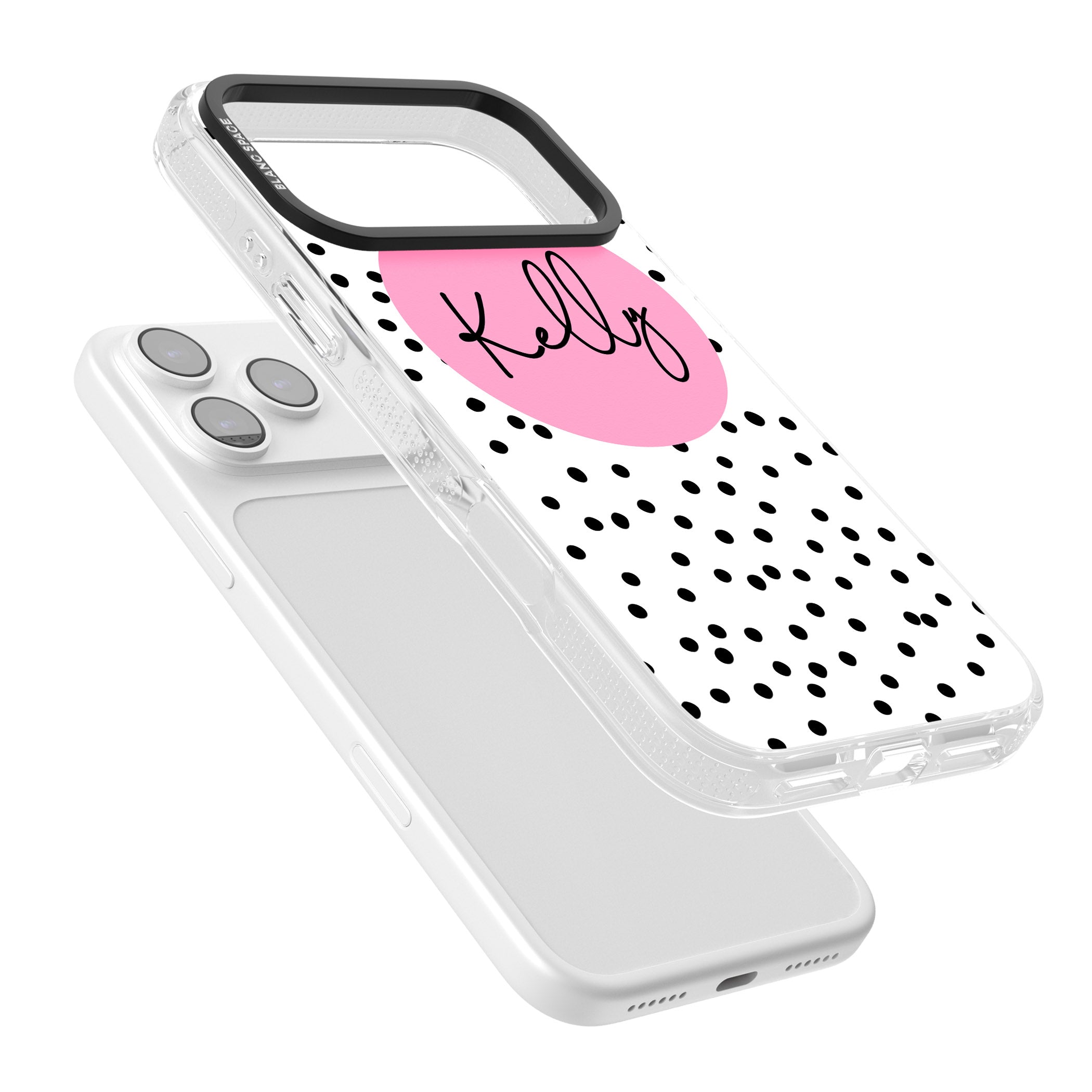 Personalised Pink Circle & Dots iPhone 17 Pro Impact Air Clear Phone Case Colours