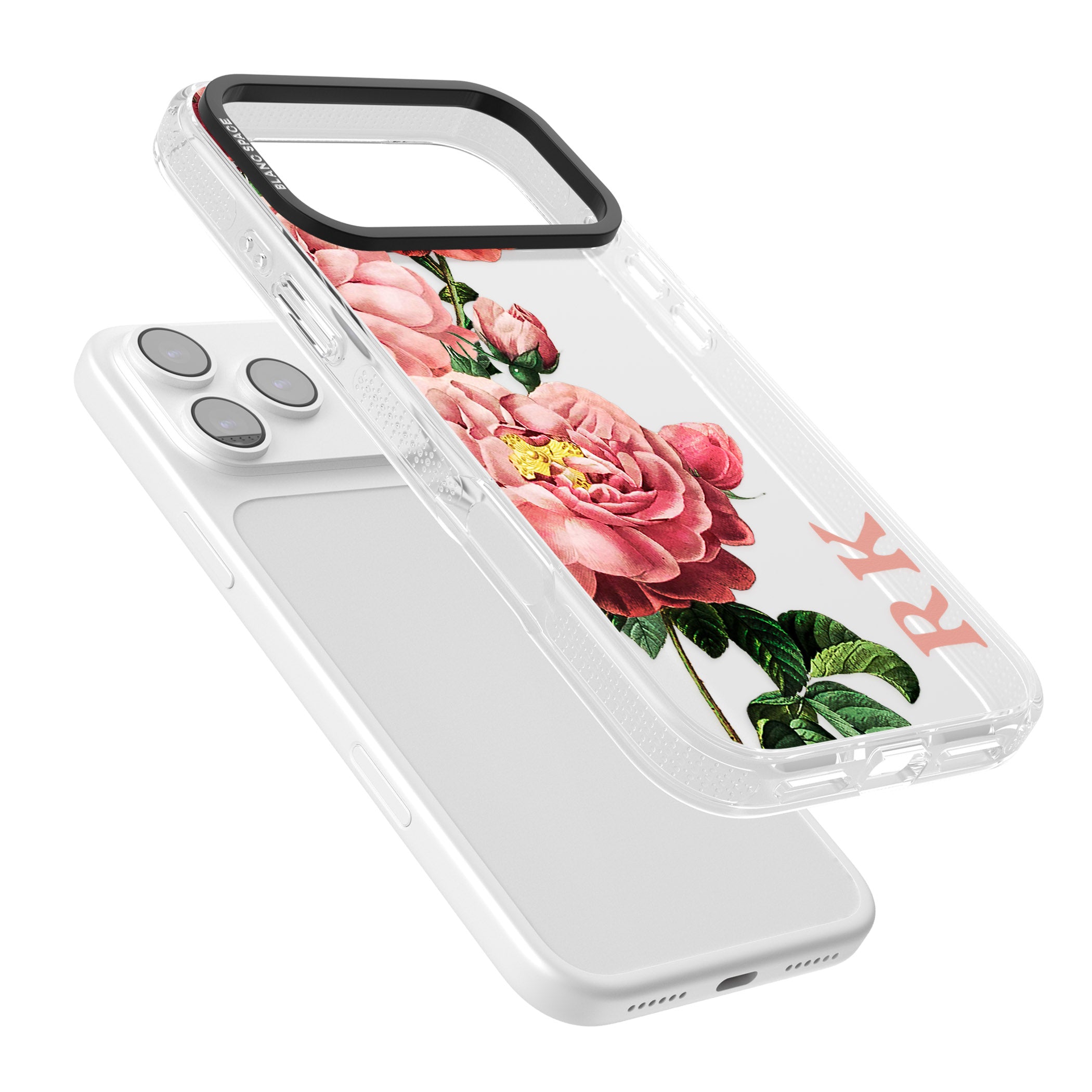 Personalised Vintage Floral Peonies iPhone 17 Pro Impact Air Clear Phone Case Colours