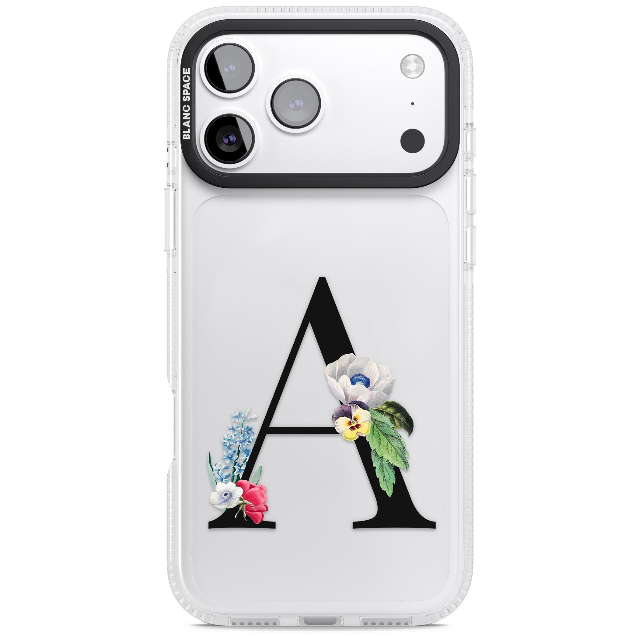 Personalised Floral Initial iPhone 17 Pro Impact Air Clear Phone Case