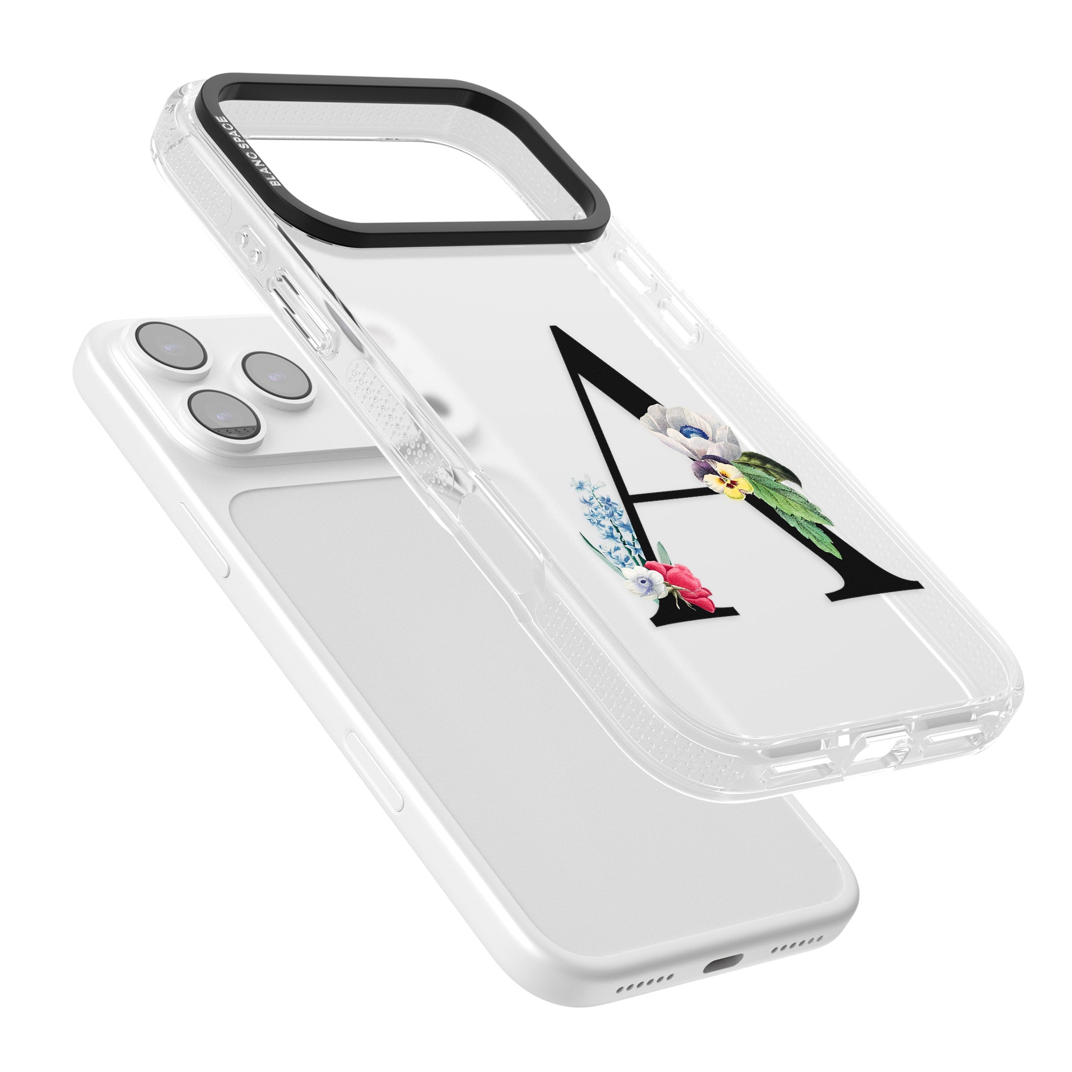 Personalised Floral Initial iPhone 17 Pro Impact Air Clear Phone Case Colours