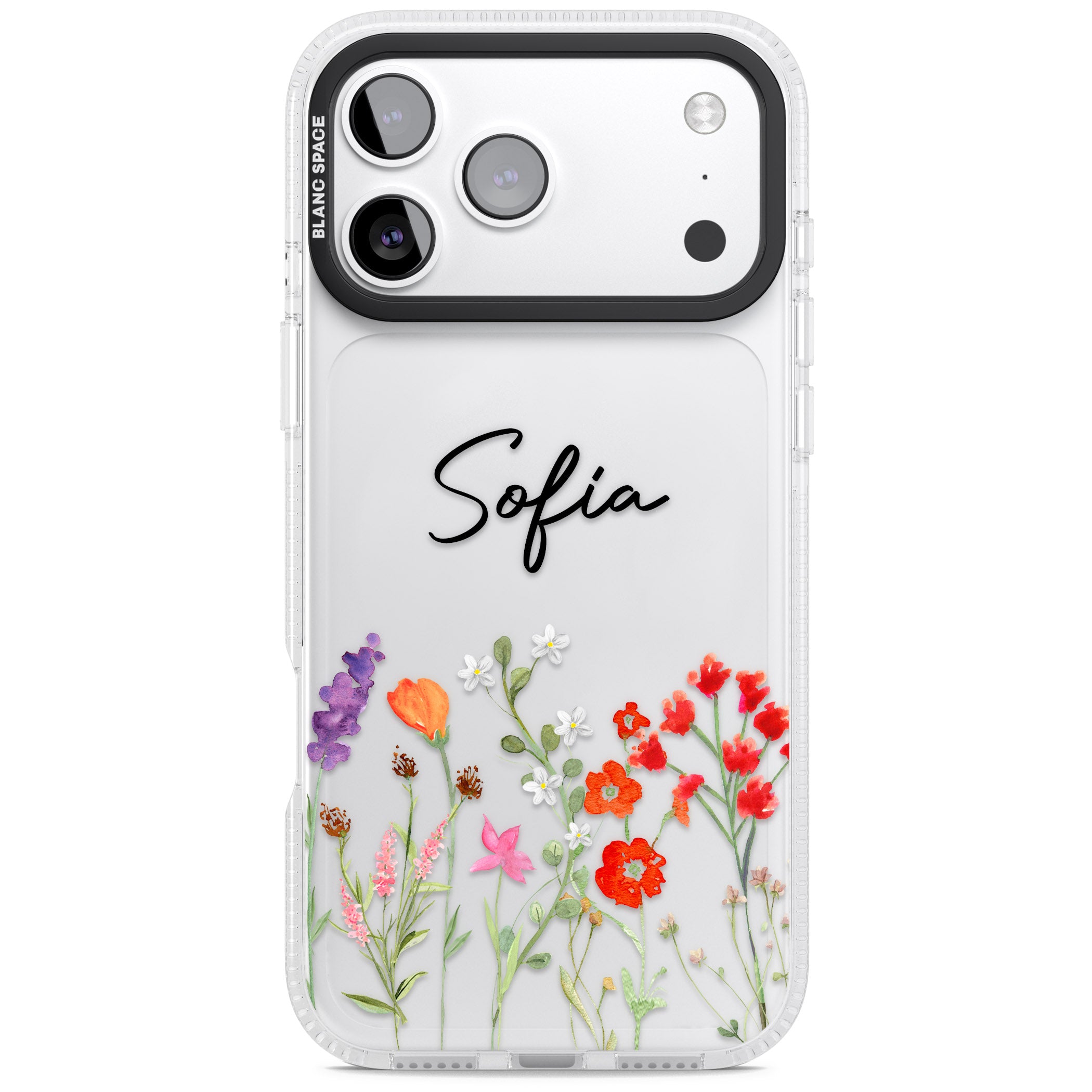 Personalised Spring Wildflowers iPhone 17 Pro Max Impact Air Clear Phone Case