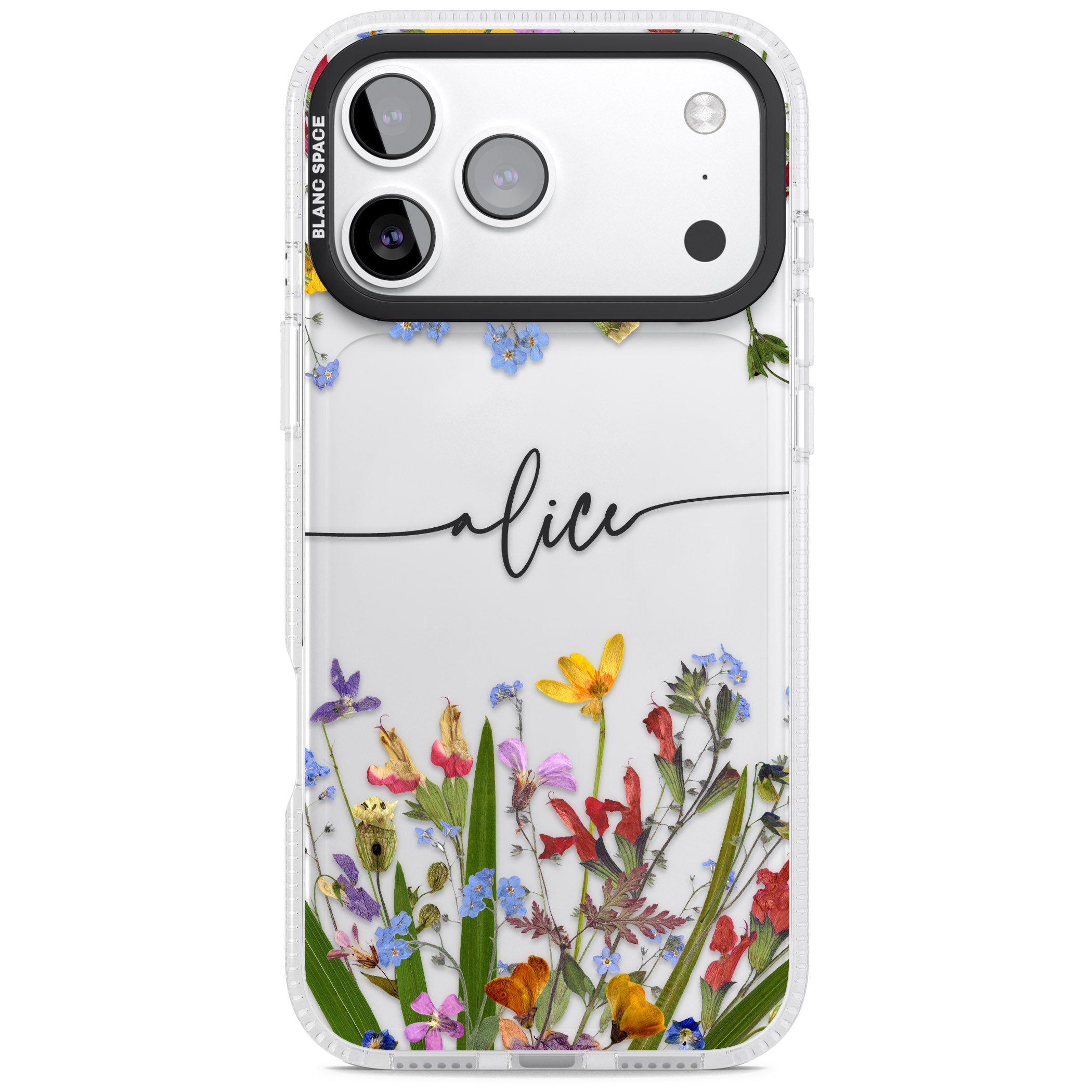 Personalised Wildflower Floral iPhone 17 Pro Impact Air Clear Phone Case