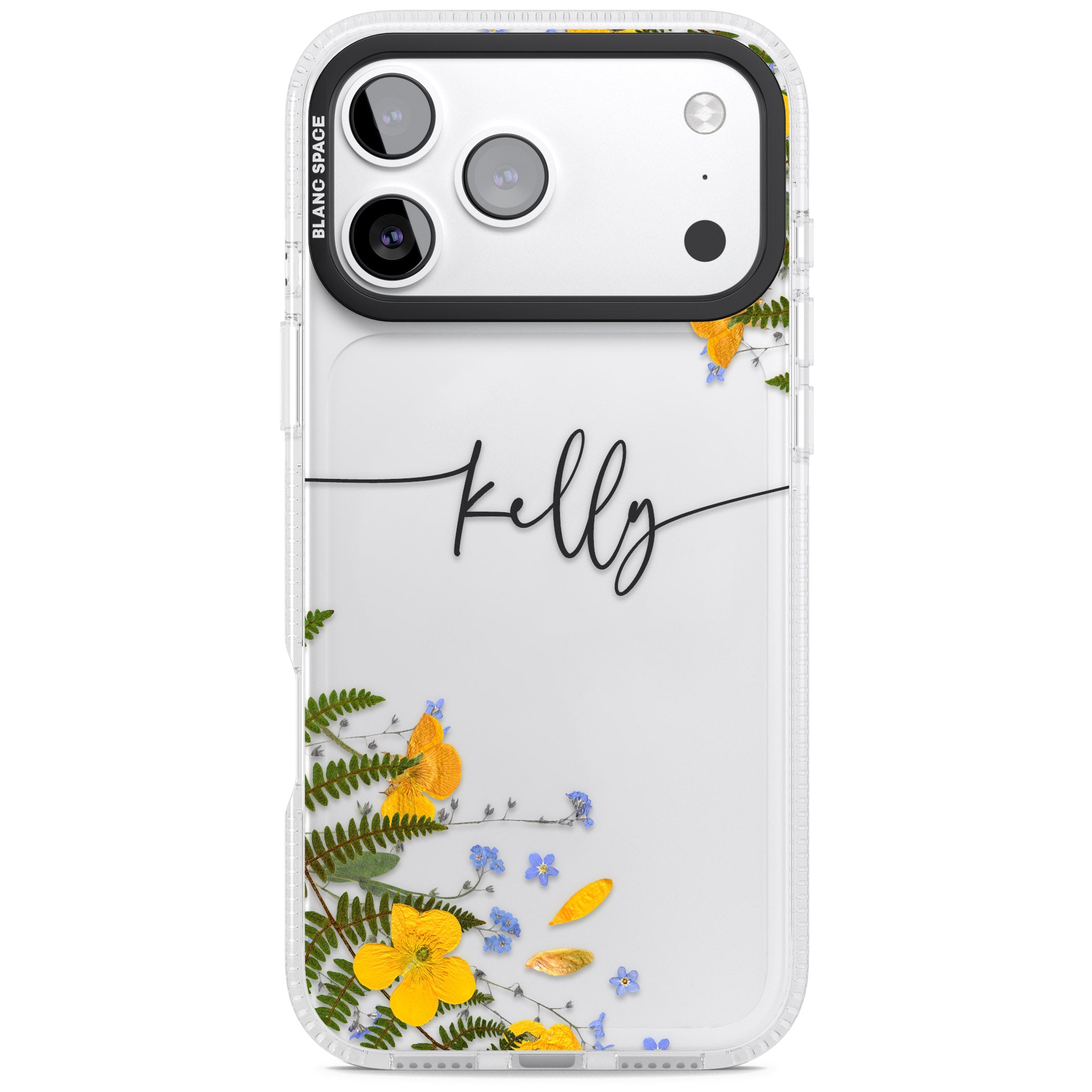 Personalised Ferns & Wildflowers iPhone 17 Pro Impact Air Clear Phone Case