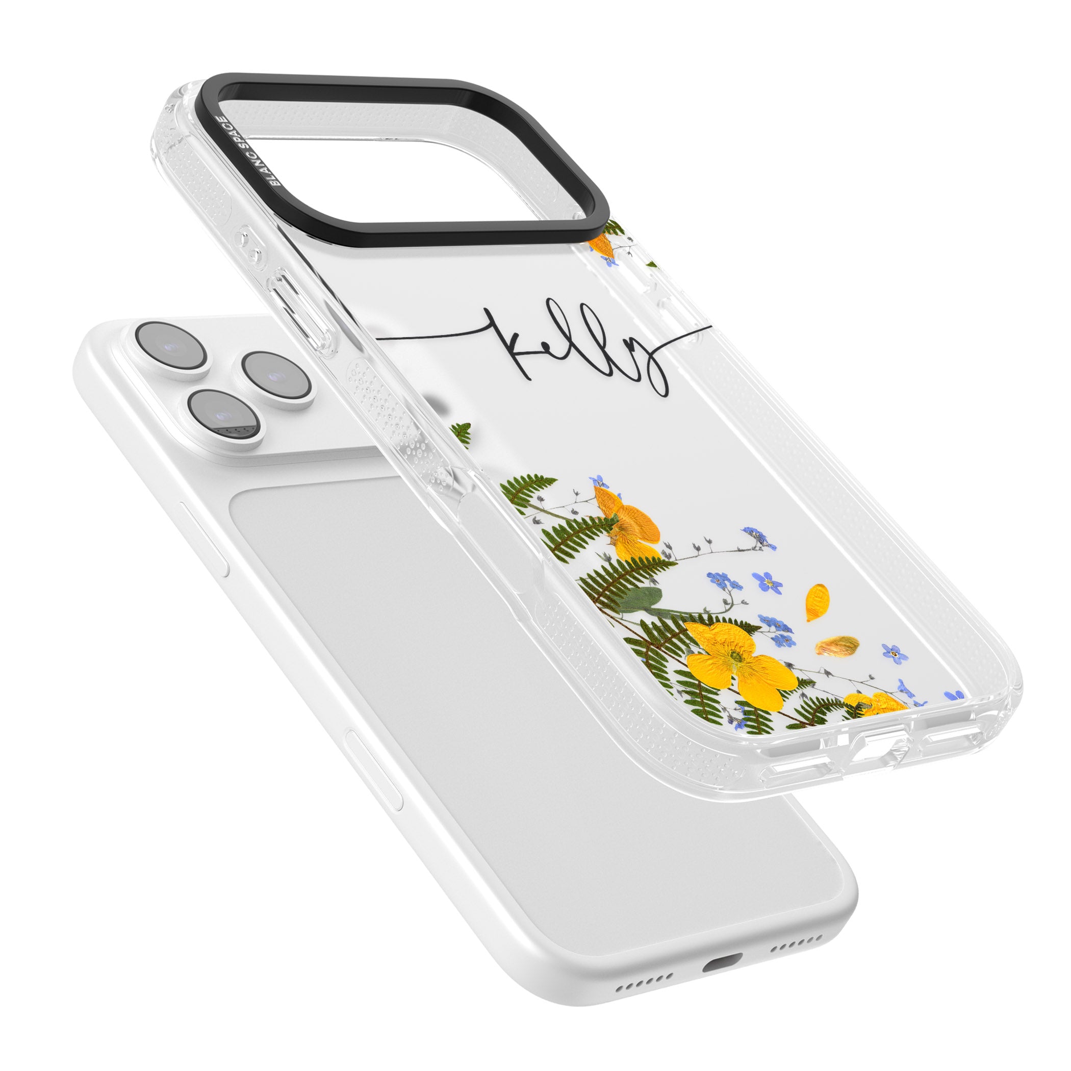 Personalised Ferns & Wildflowers iPhone 17 Pro Impact Air Clear Phone Case Colours