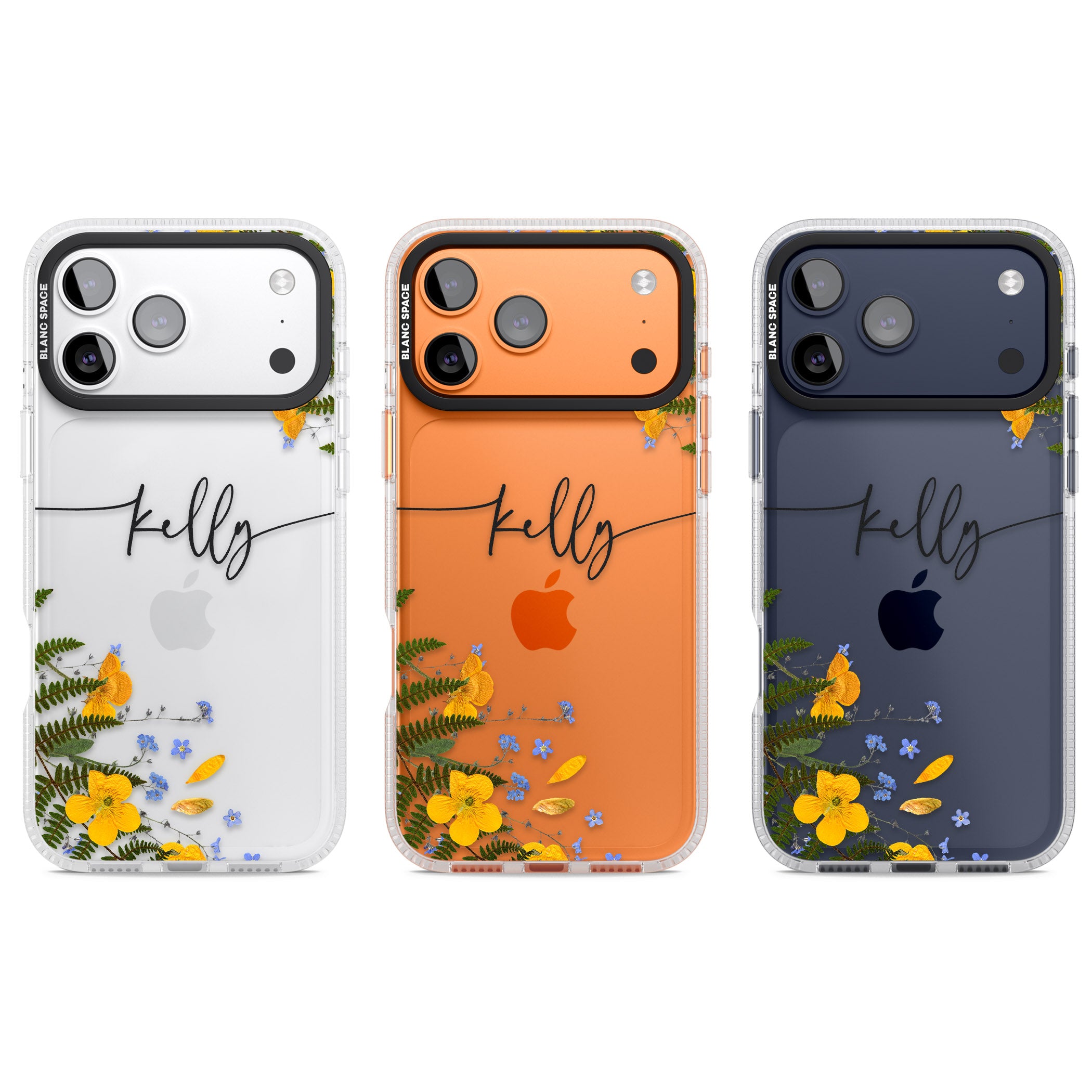 Personalised Ferns & Wildflowers iPhone 17 Pro Impact Air Clear Phone Case APT Impact Protection