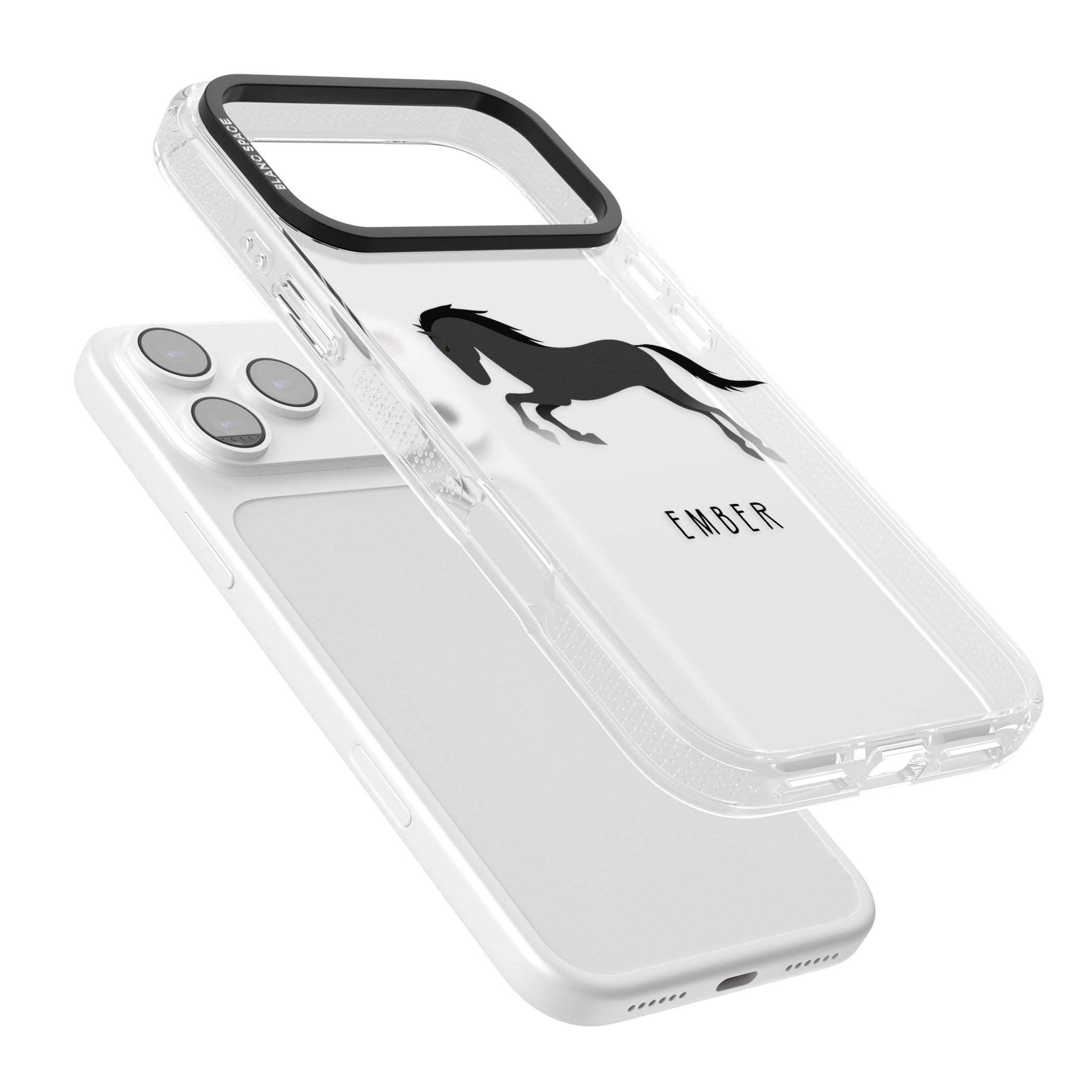 Personalised Black Horse iPhone 17 Pro Impact Air Clear Phone Case Colours