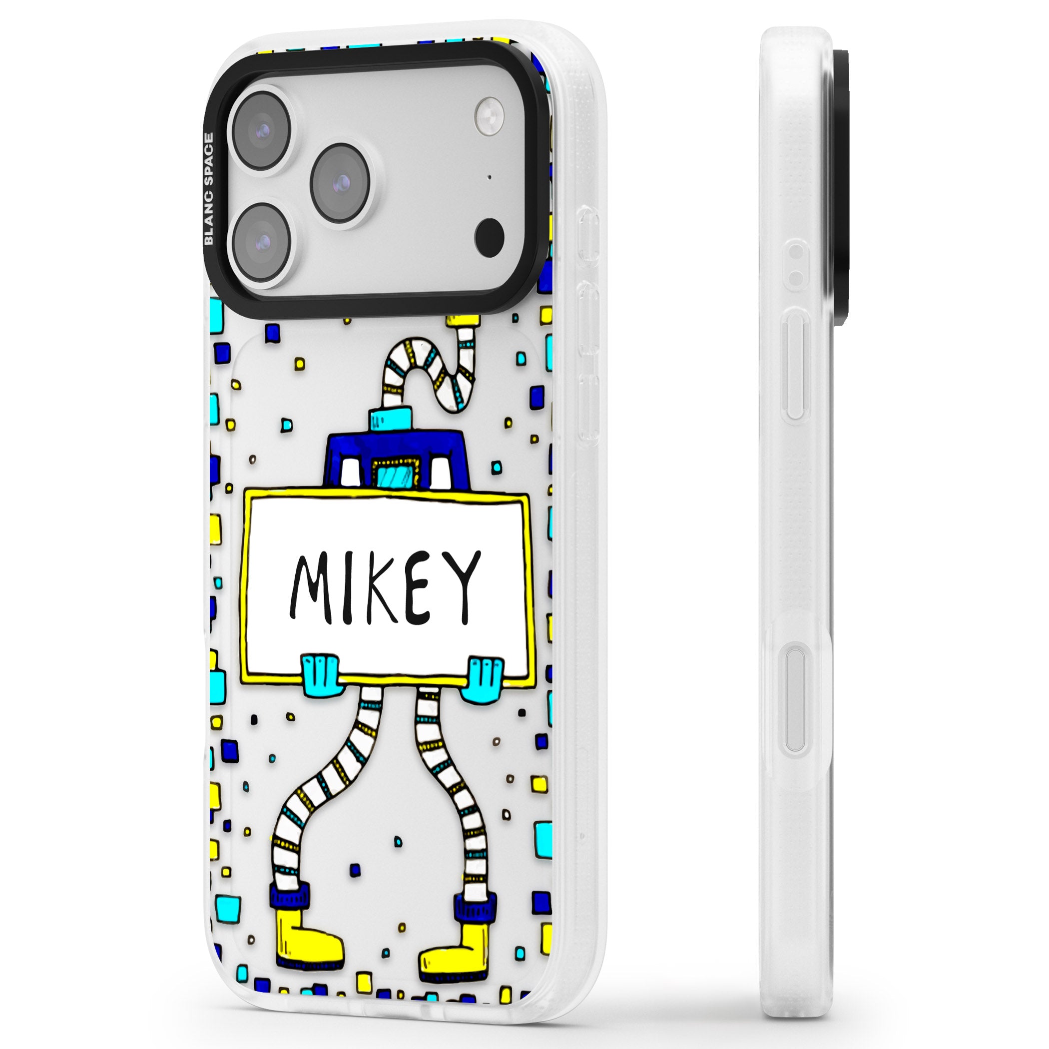 Personalised Tubes Guy iPhone 17 Pro Impact Air Clear Phone Case Side Profile