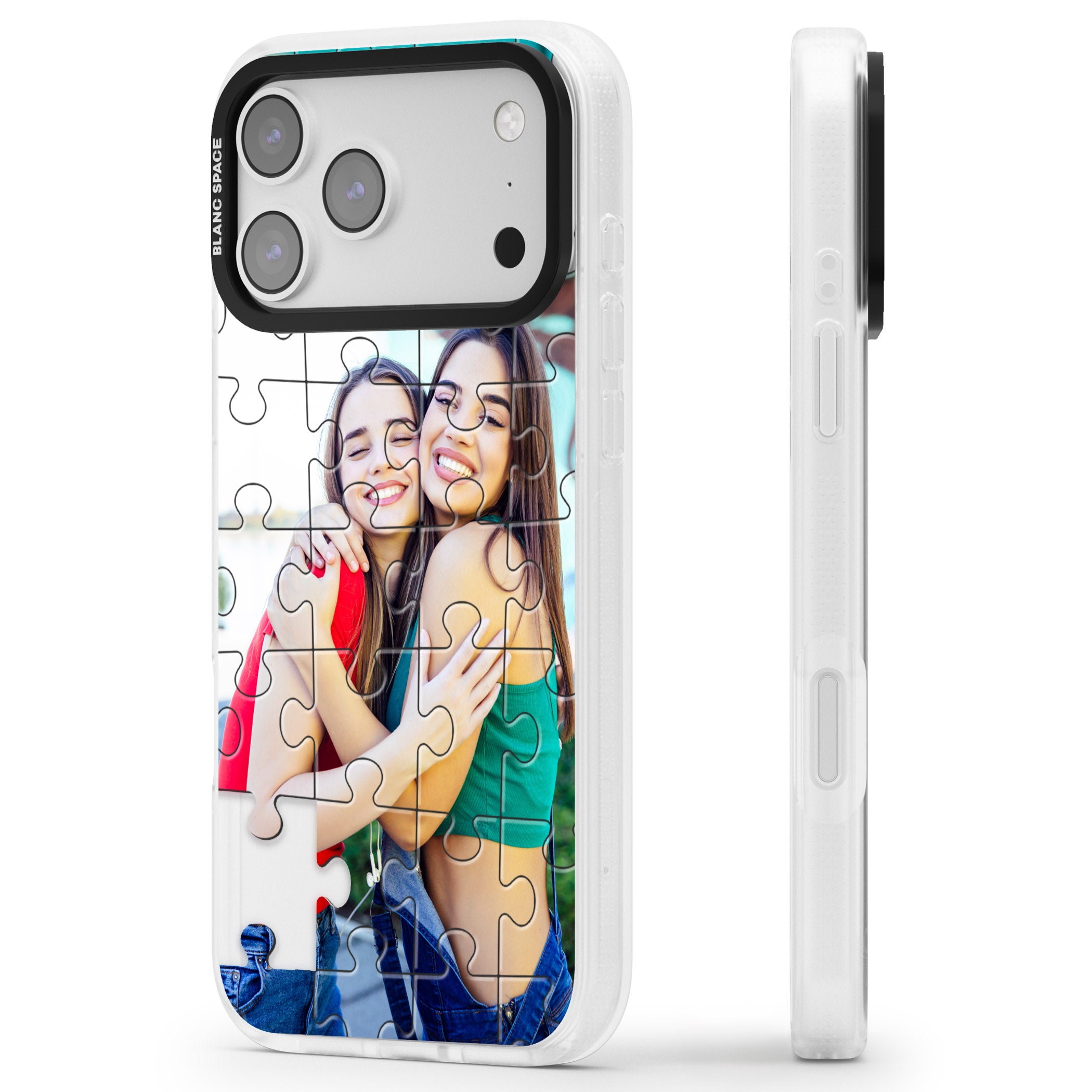 Personalised Jigsaw Puzzle Photo iPhone 17 Pro Impact Air Clear Phone Case Side Profile