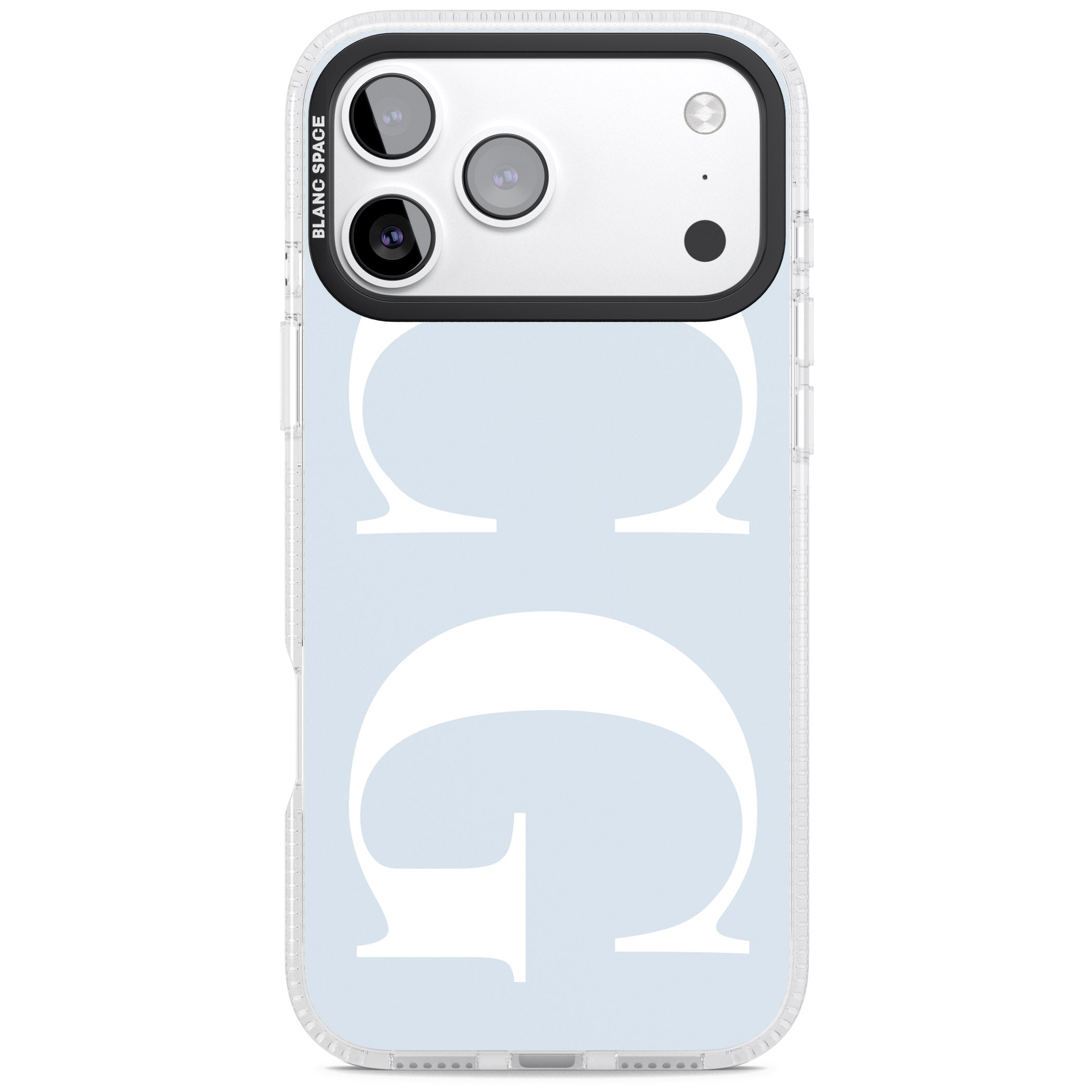 Personalised White & Blue Green Letters iPhone 17 Pro Impact Air Clear Phone Case