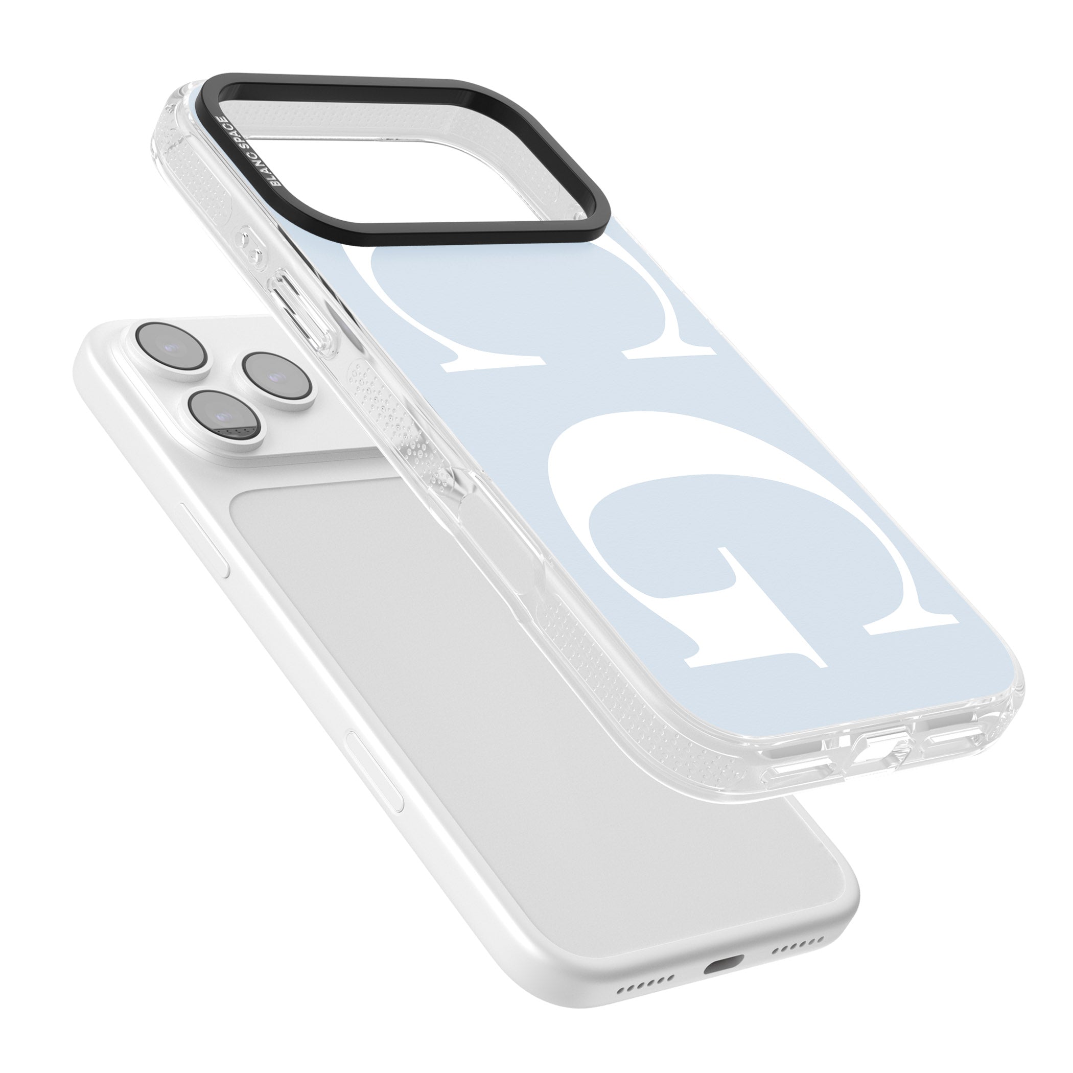 Personalised White & Blue Green Letters iPhone 17 Pro Impact Air Clear Phone Case Colours